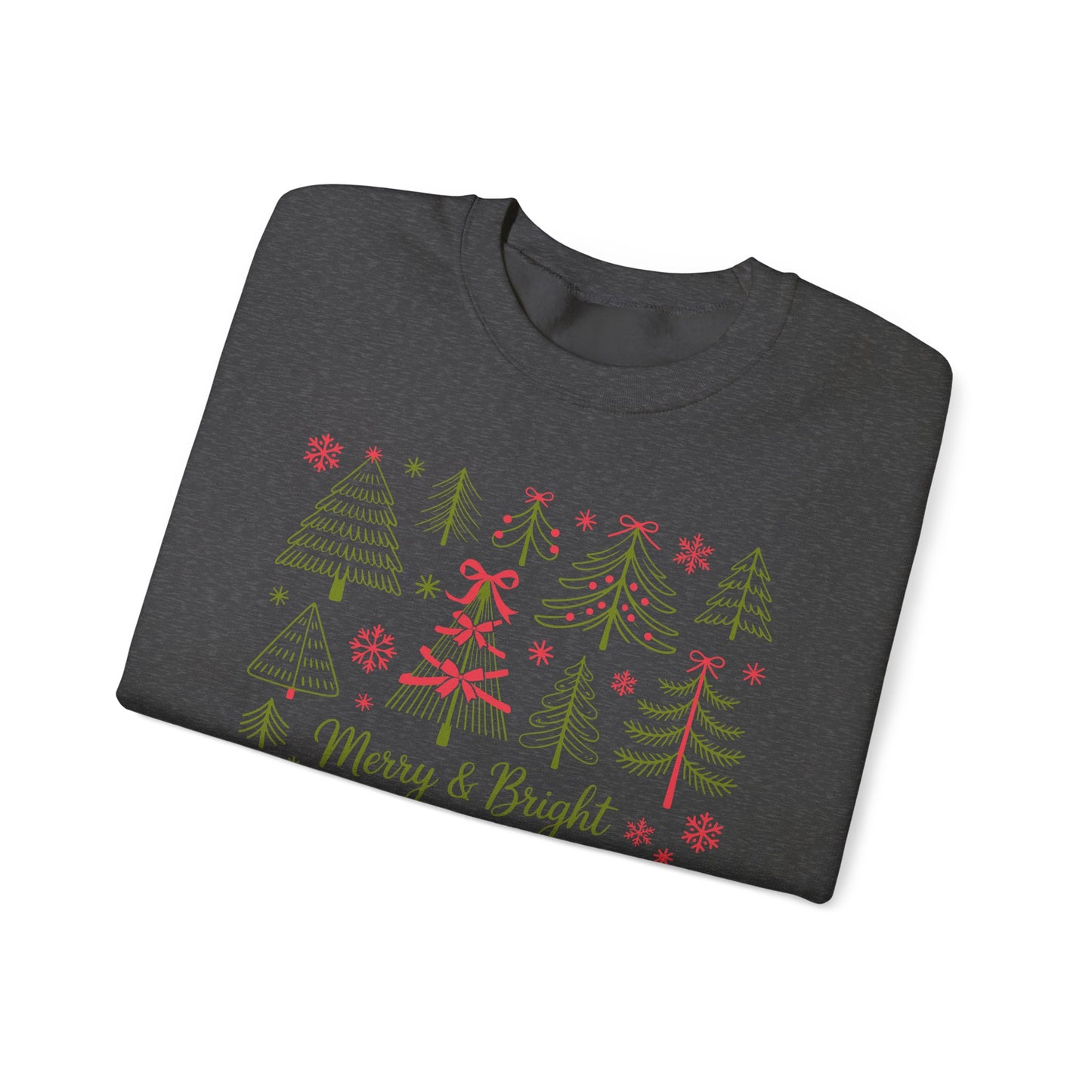 🎄✨ Merry & Bright Sweatshirt – Whimsical Holiday Forest Vibes