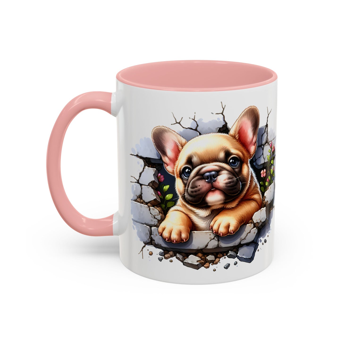 🐾☕ Tan French Bulldog Puppy Accent Mug – Sweet Peek-Through Pup Design ✨