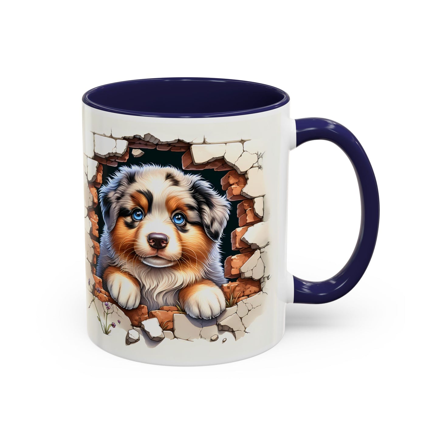 🐾☕ Australian Shepherd Puppy Peek Accent Mug – Blue-Eyed Beauty Dog Lover Gift ✨💙