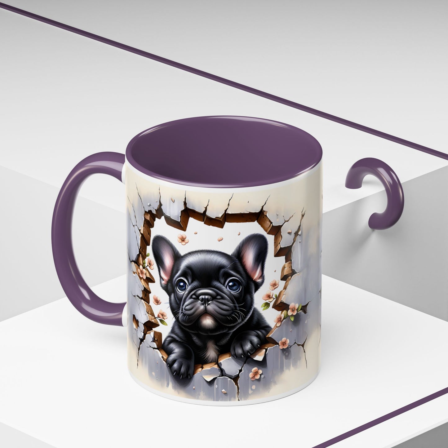 🐾☕ Black French Bulldog Puppy Accent Mug – Cute Breakthrough Pup Design ✨