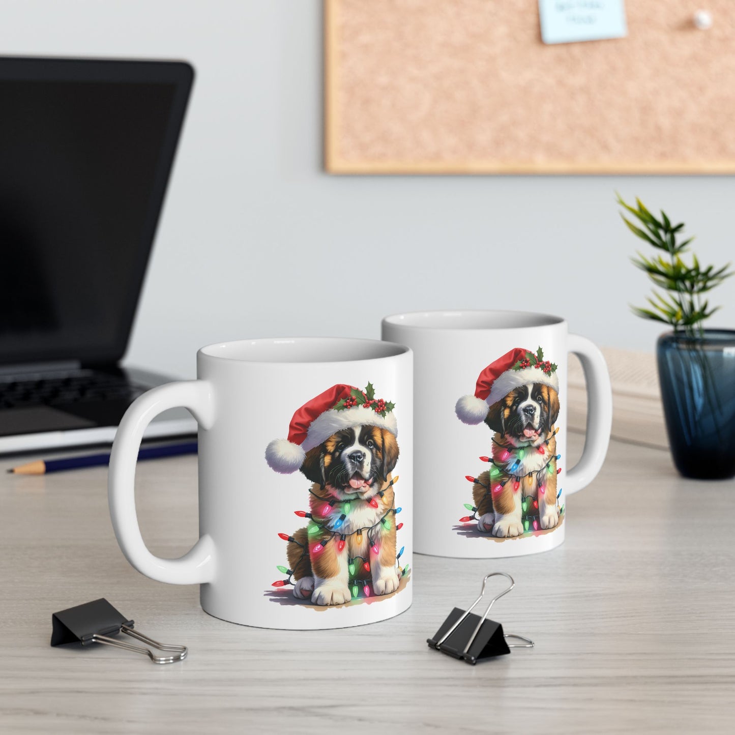 🎄 Saint Bernard Christmas Lights Mug – Festive Cheer with a Fluffy Twist 🐶