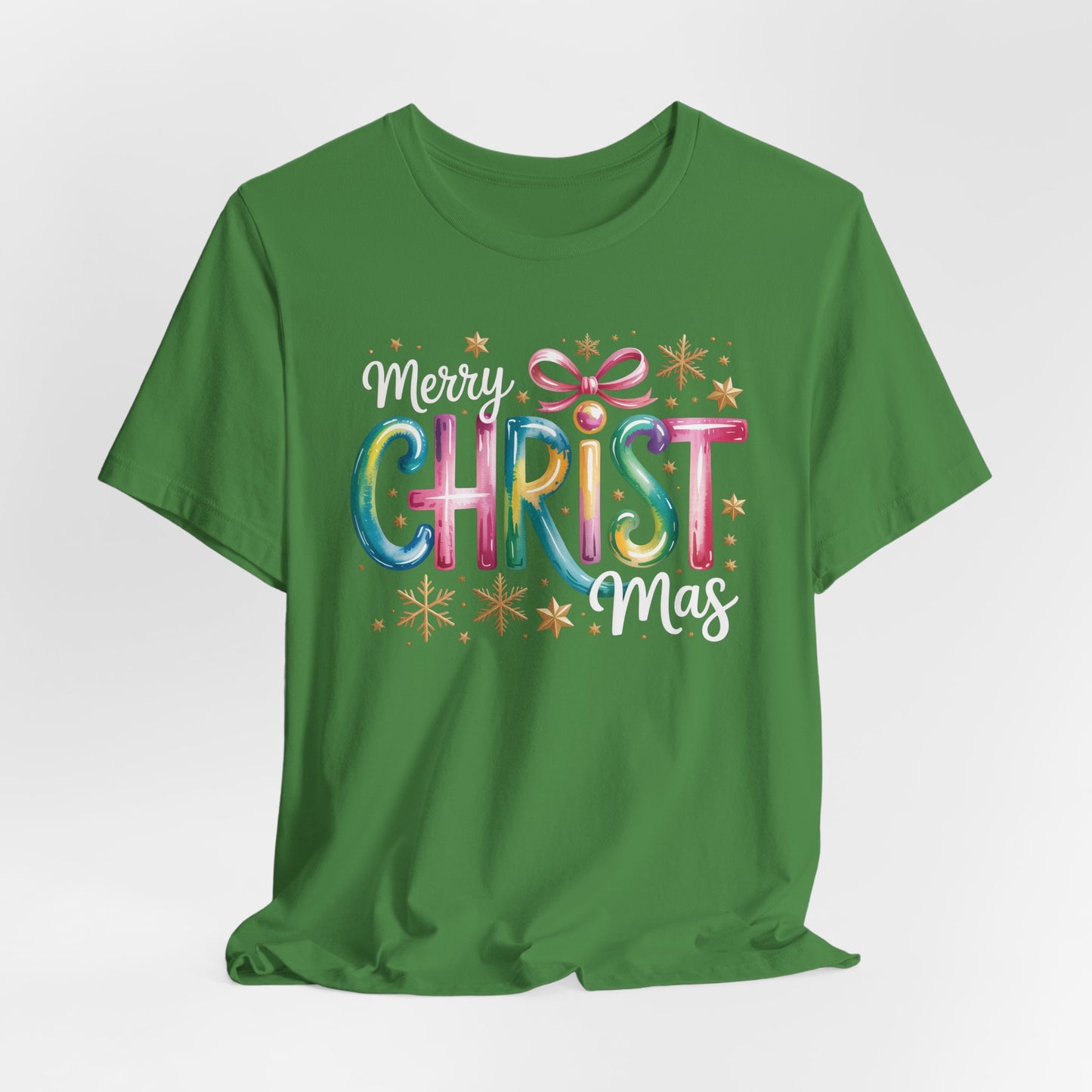🎄✨ Merry Christmas Glow Lettering T-Shirt – Festive & Bright Holiday Style 🎁🌟