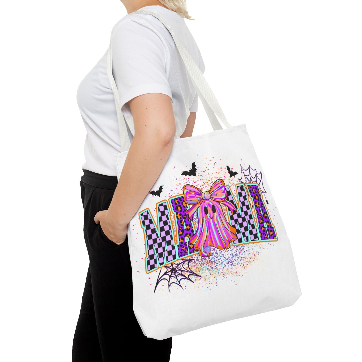 🎃 Colorful Mama Ghost Halloween Tote Bag – Spooky Fun with a Pop of Color 👻👜