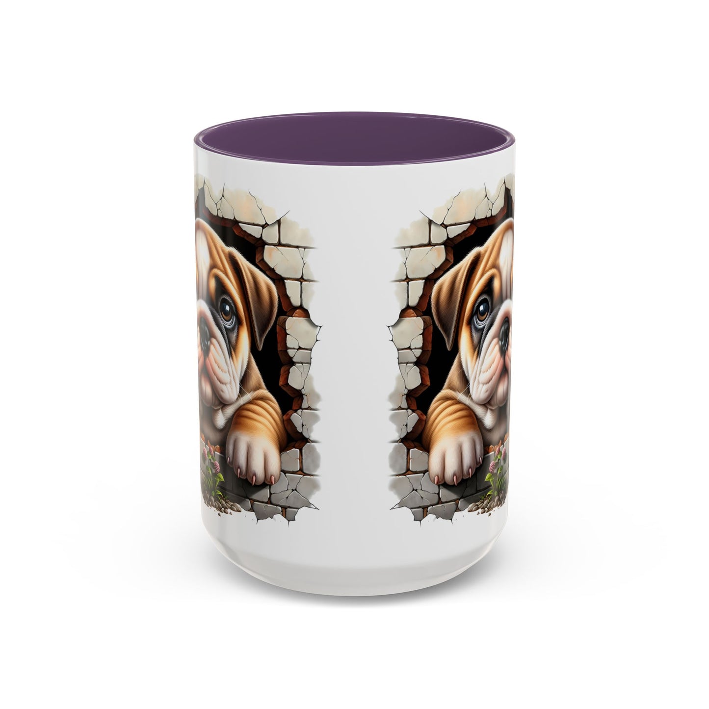 🎀🐶 English Bulldog Puppy Accent Mug – Cute Peek-Through Dog Design for Animal Lovers ☕💖