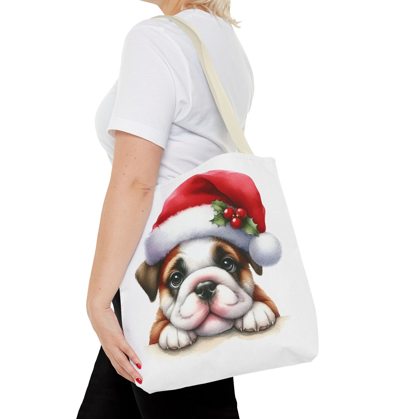 🐾 Bulldog Christmas Tote Bag – Santa Paws Cuteness You Can Carry 🎄