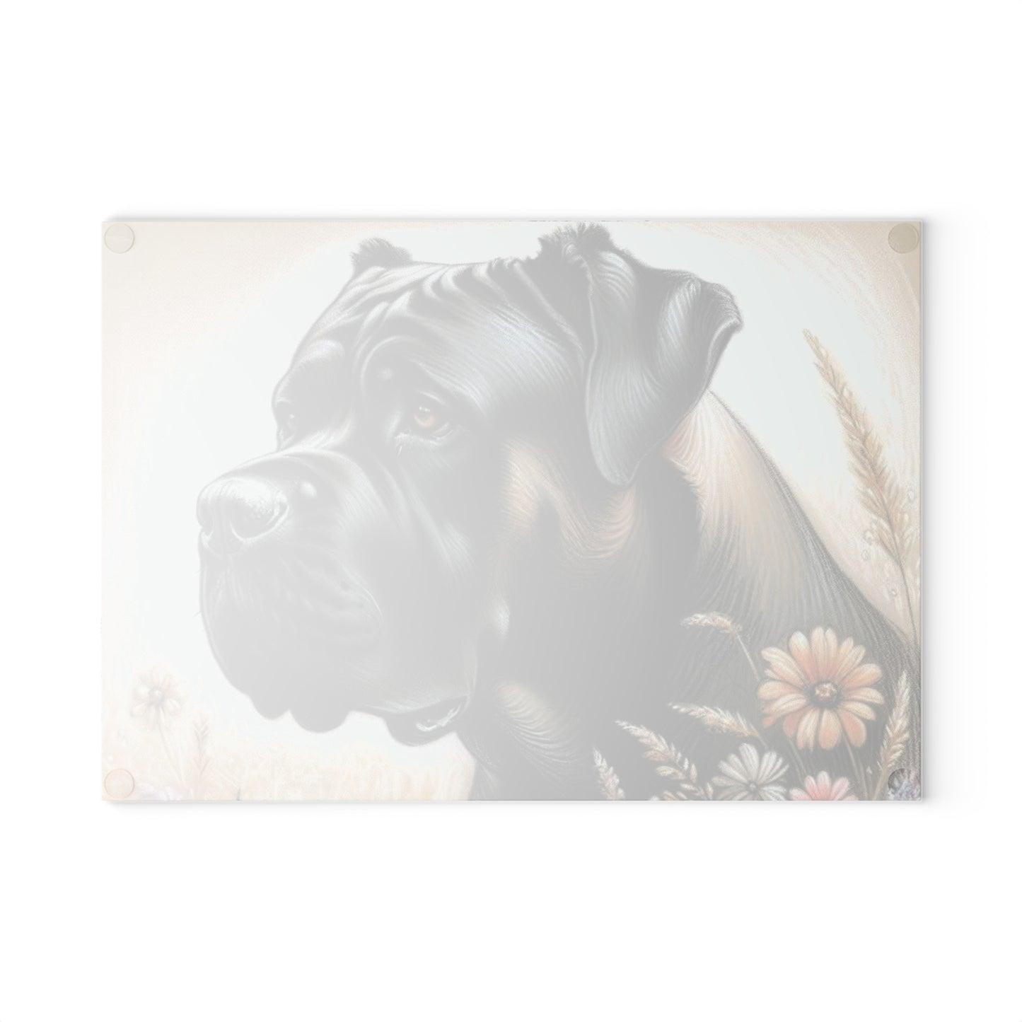 🖤 Cane Corso Cutting Board – Majestic Strength Meets Floral Elegance 🌾