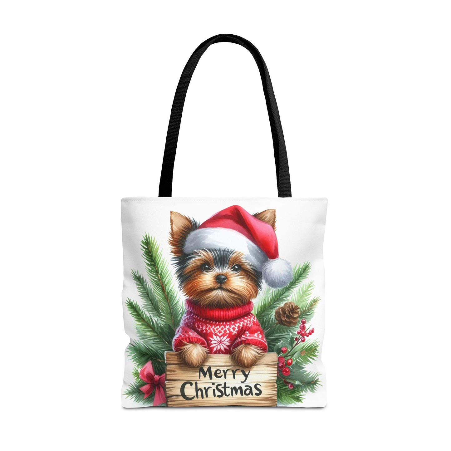 📦🐶 Yorkie Christmas Tote Bag – Tiny Terrier Holiday Charm in Every Carry 🎄