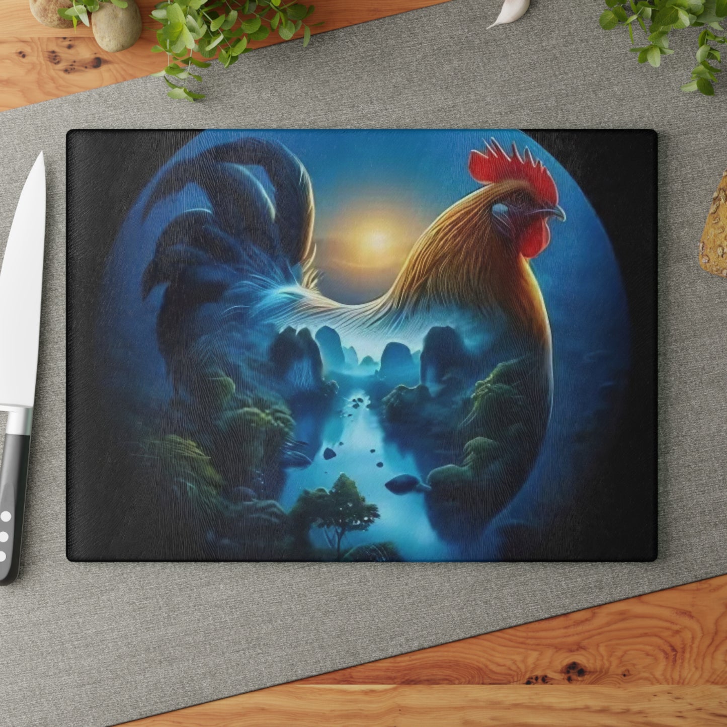 Rooster cutting board, farmhouse kitchen décor, country kitchen, rustic home décor, farm animal gifts, rooster lover gift, charcuterie board