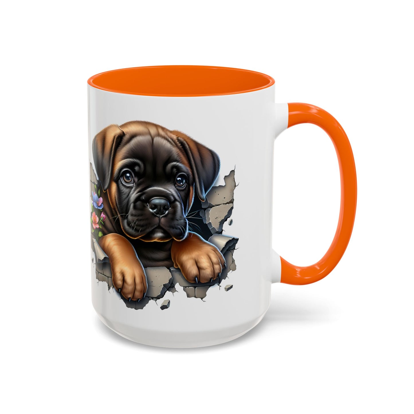 🧡 Boxer Puppy Accent Mug – Adorable Peek-Through Cup for Dog Lovers