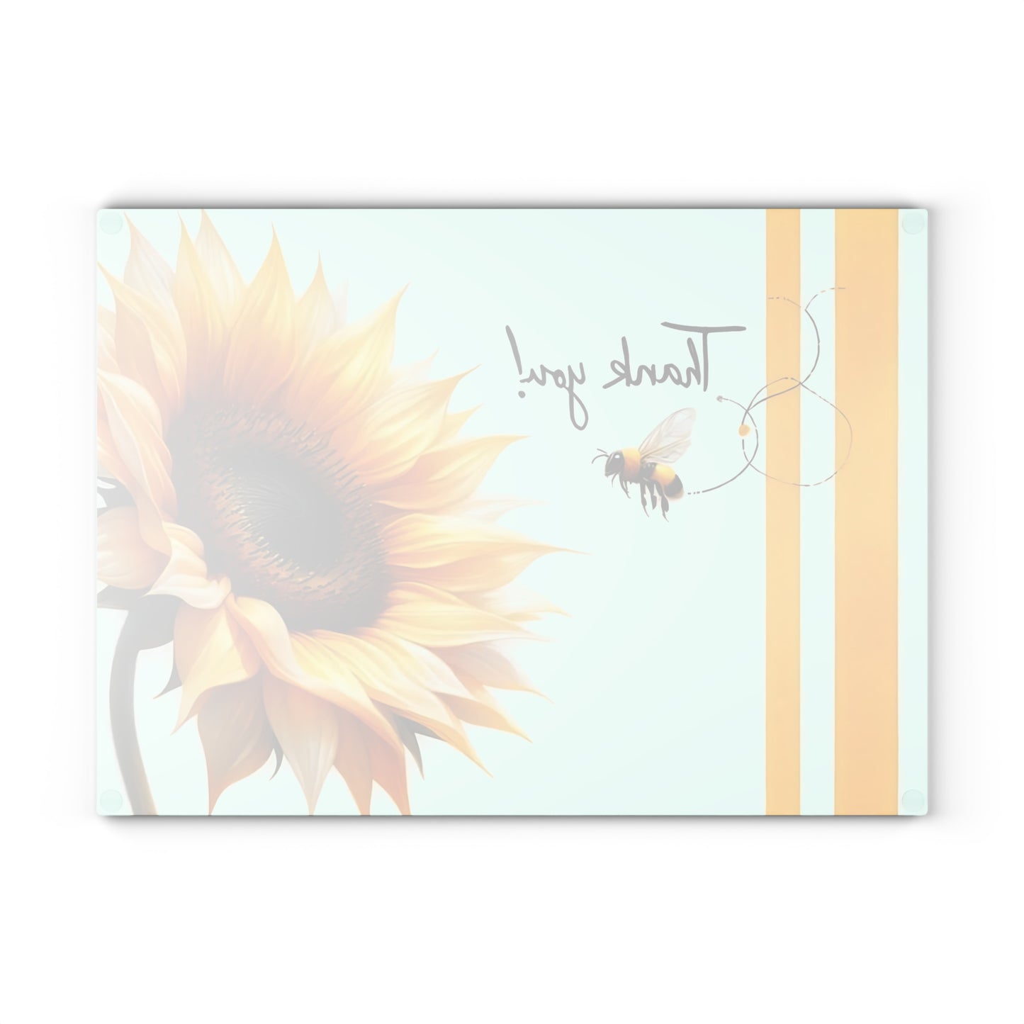 ¡Gracias! Tabla de cortar de vidrio con diseño de girasol y abeja: decoración floral brillante para la cocina