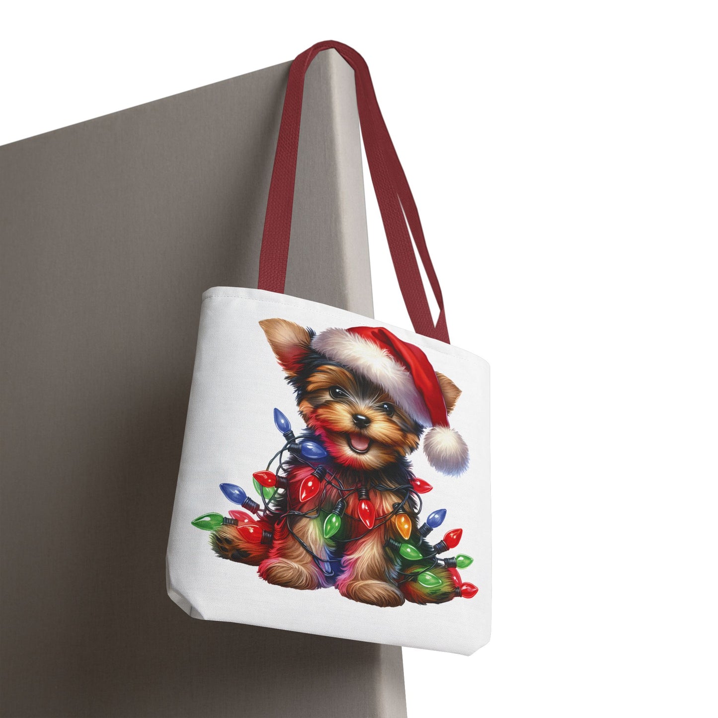 🎄 Yorkie Christmas Lights Tote Bag – Holiday Cheer in Every Carry 🎁