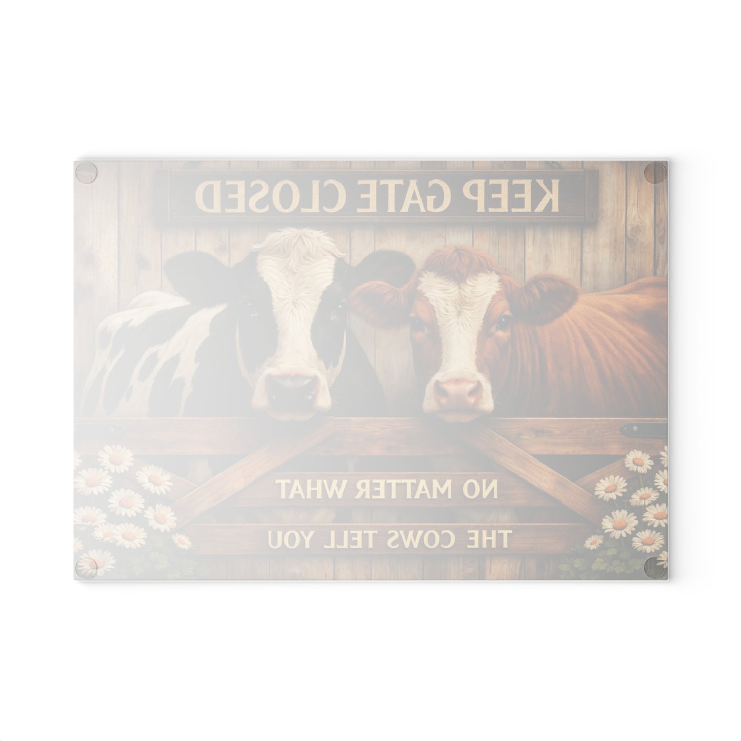 Keep Gate Closed Cow Glass Cutting Board – Funny Farmhouse Kitchen Decor