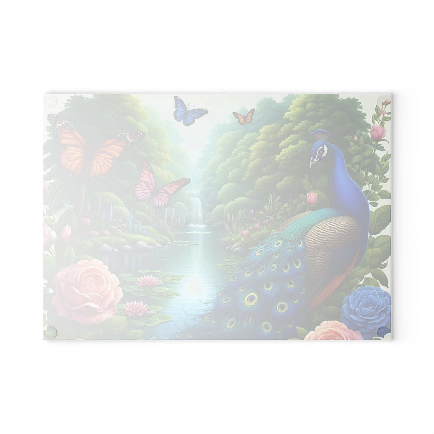 Peacock decor, butterfly decor, cutting board, kitchen decor, kitchen art, serving board, peacock gift, butterfly gift, floral cutting board