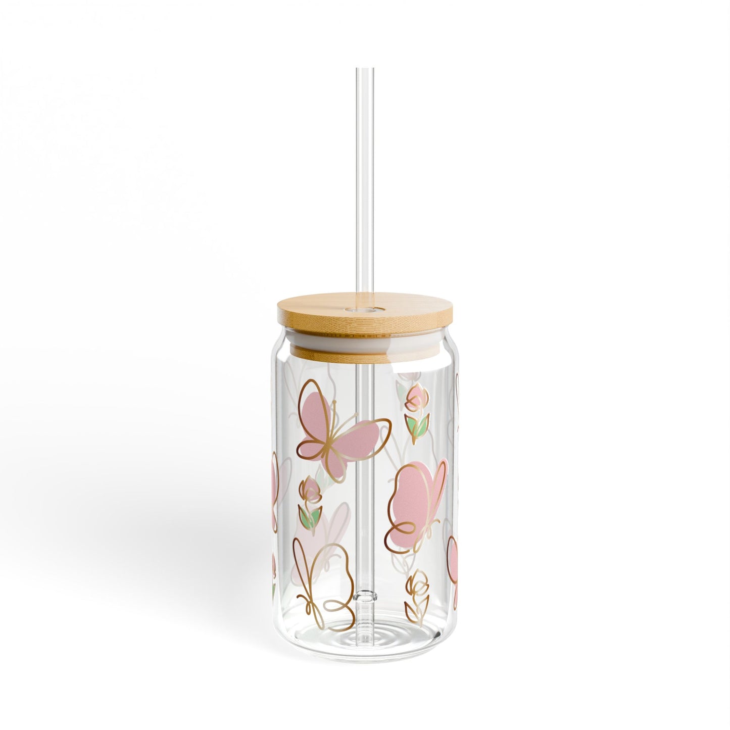Vaso con forma de mariposa rosa y rosa dorada: elegante vaso floral para beber para cualquier ocasión.