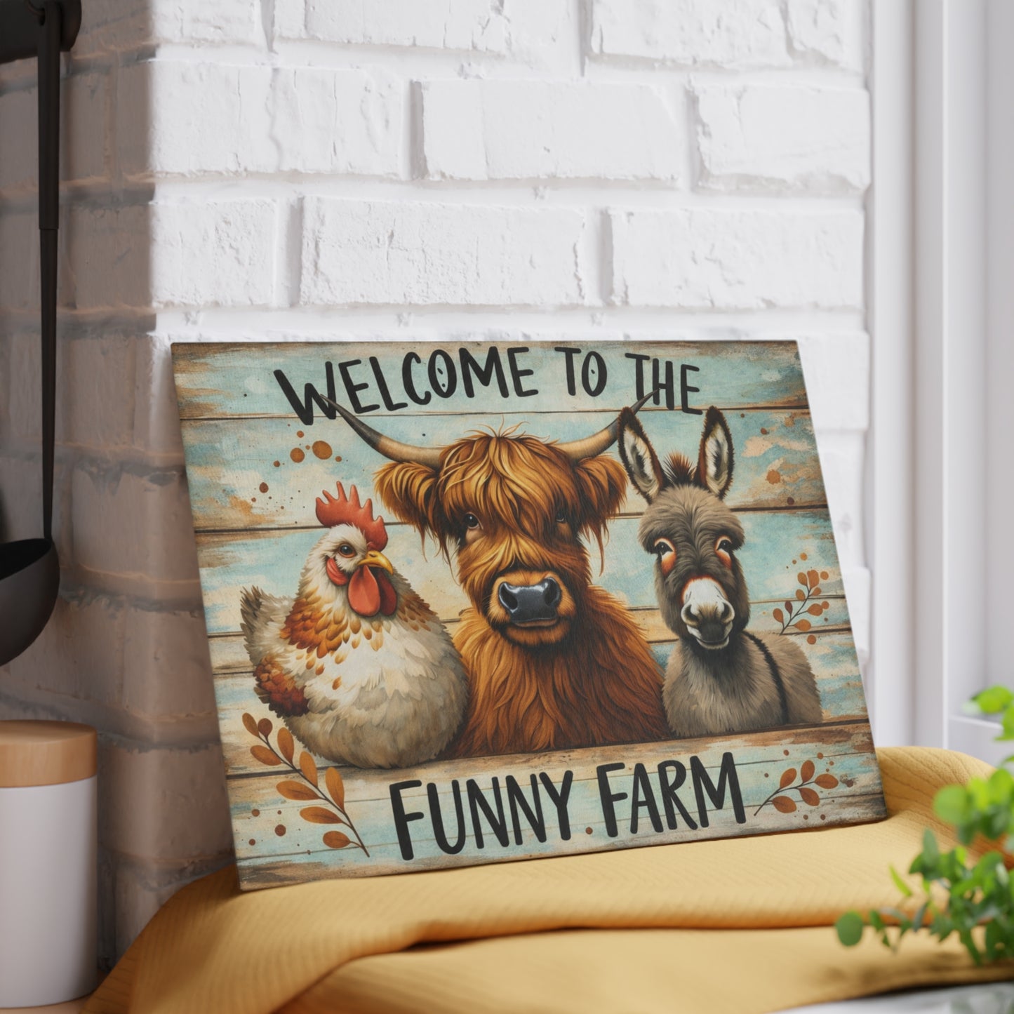 Funny Farm Animal Cutting Board – Rustic Farmhouse Humor for Your Kitchen