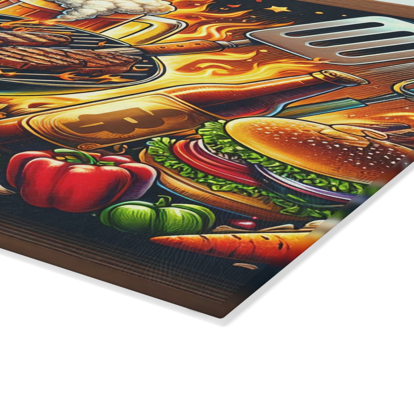🔥🥩 BBQ Master Cutting Board – Bold Grill Lover’s Kitchen Décor with Flames & Flavor 🍔🍺