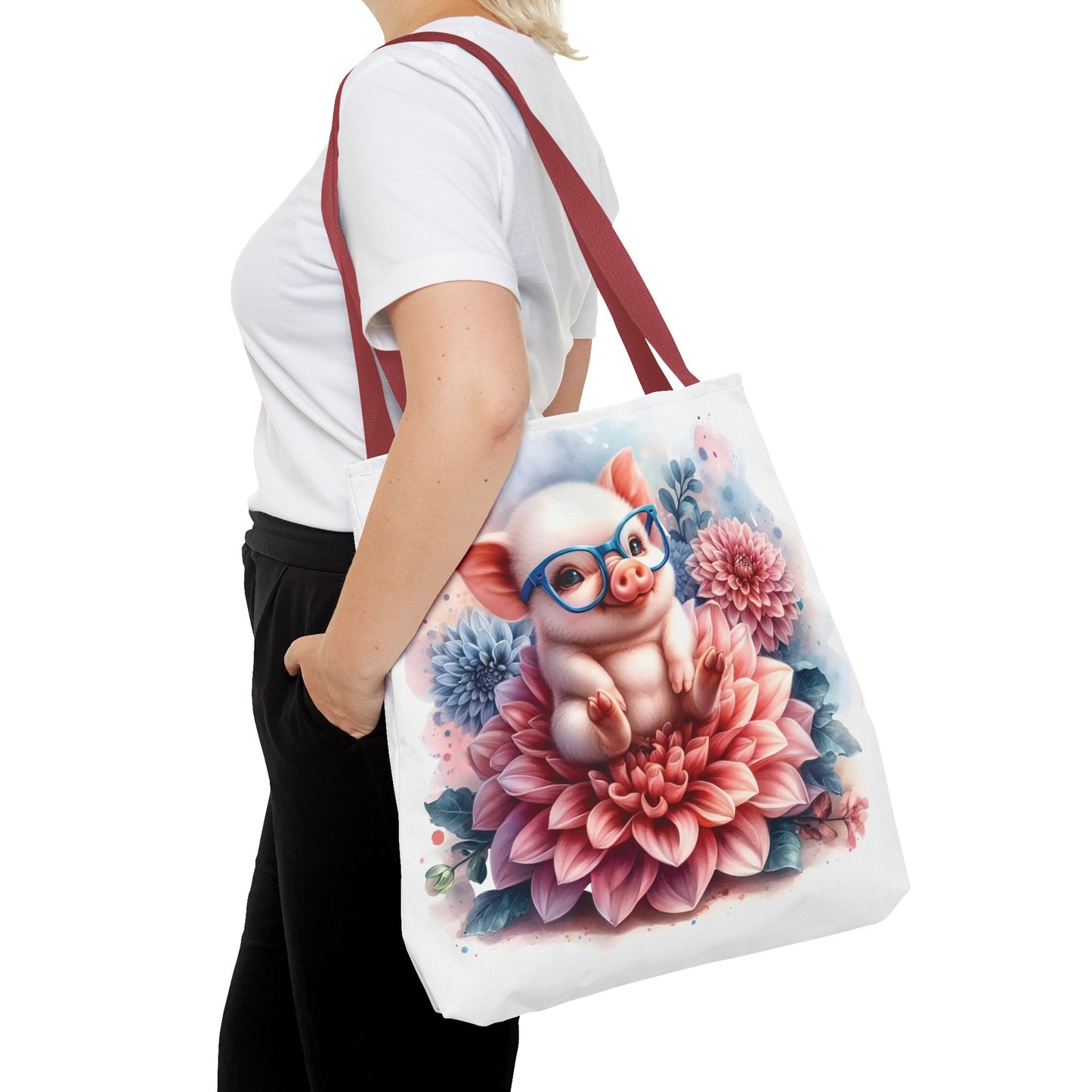 🐷 Floral Piglet Tote Bag – Cute, Whimsical & Practical 🌸