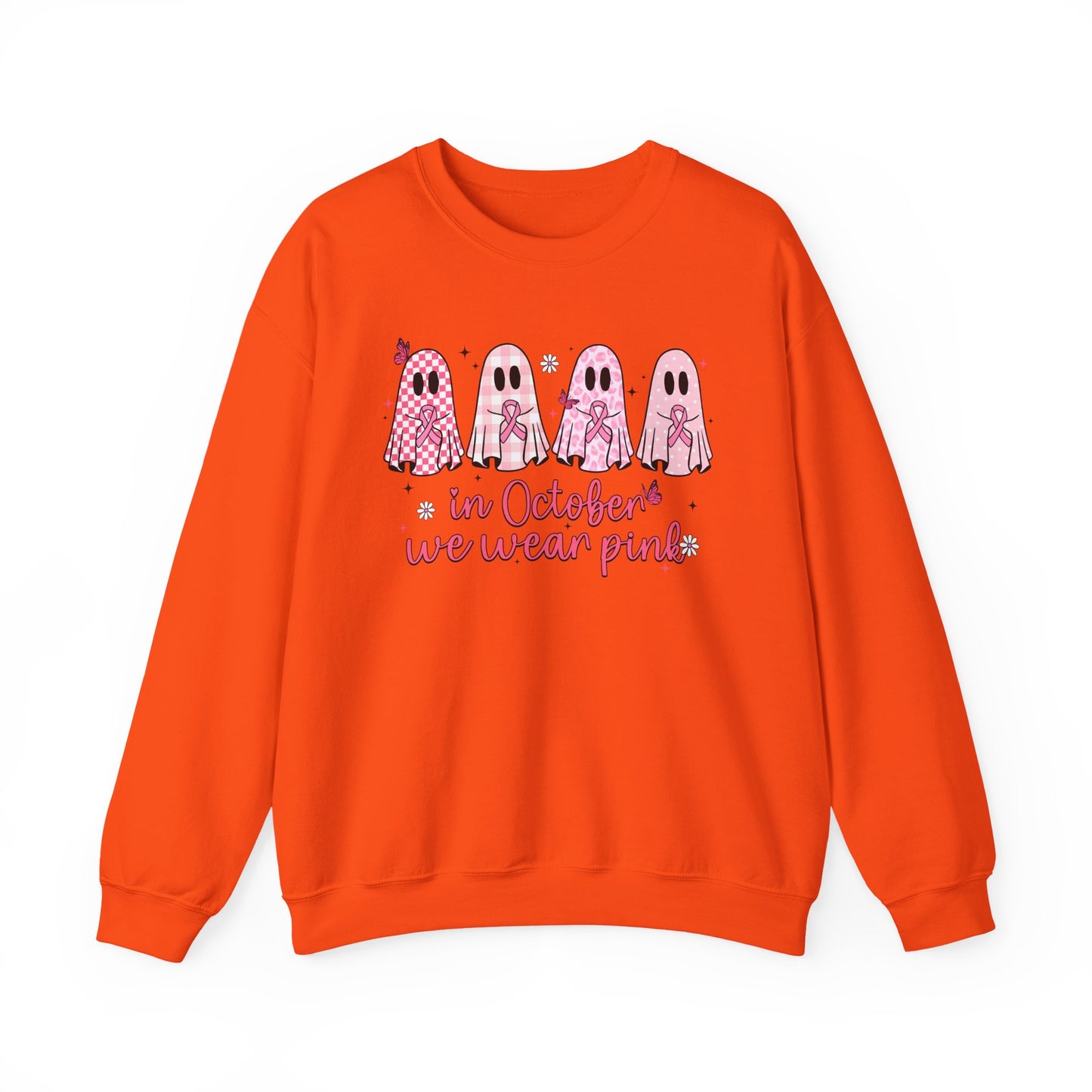 🎀👻 In October We Wear Pink Sweatshirt – Breast Cancer Awareness Halloween Ghosts