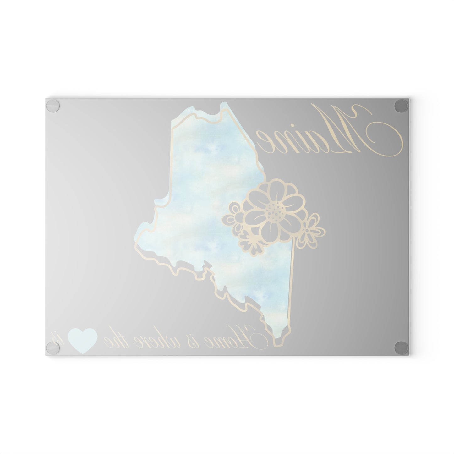 💙 Maine State Cutting Board – Coastal Skies & New England Charm