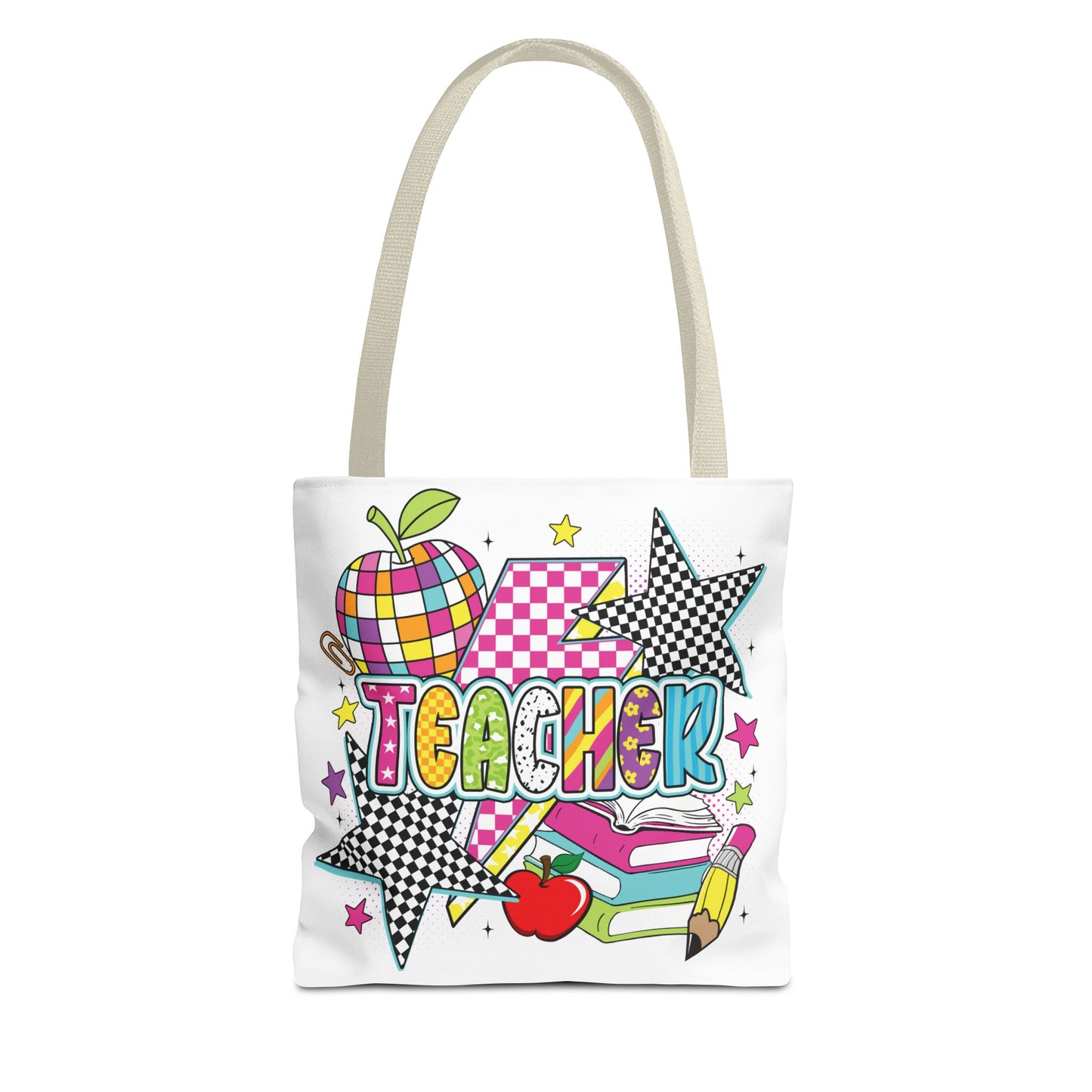 🌟 Bright Teacher Stars Tote – Bold Style for the Best in Class 🍎