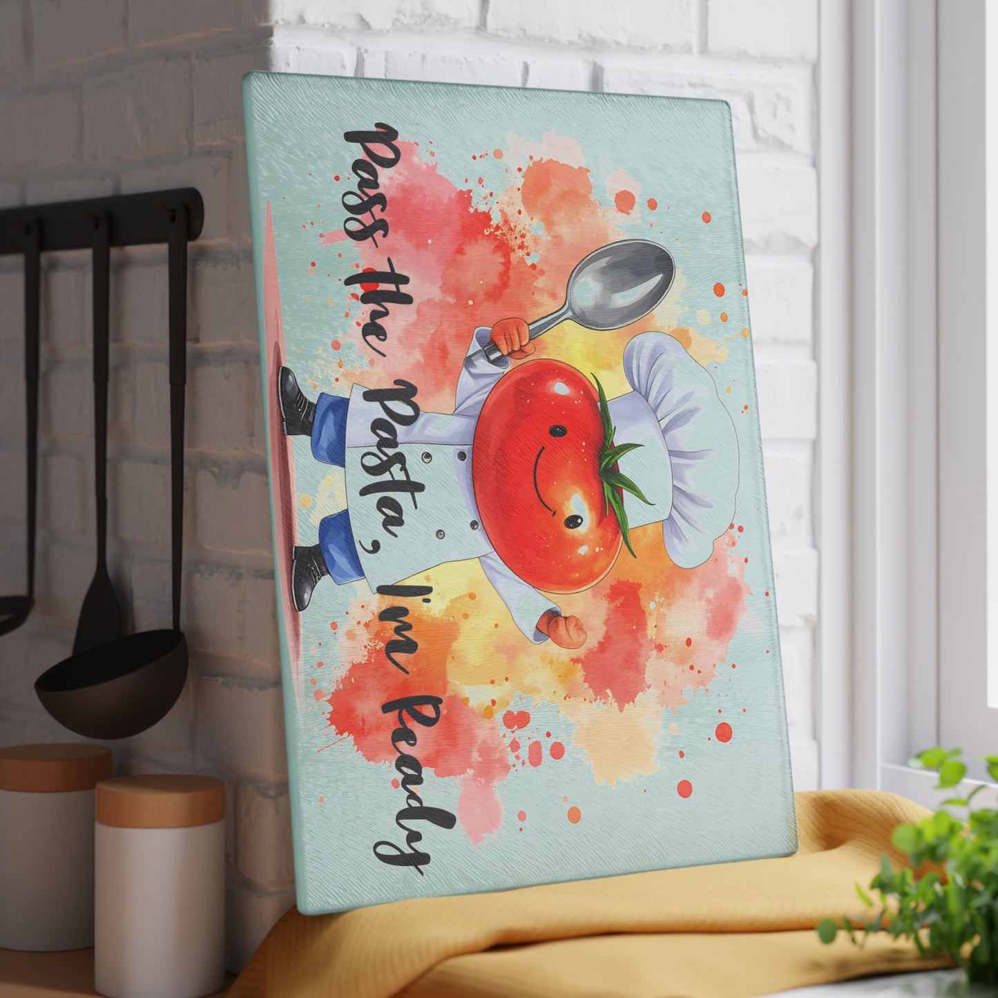 🍝 Pass the Pasta, I'm Ready – Funny Tomato Chef Cutting Board