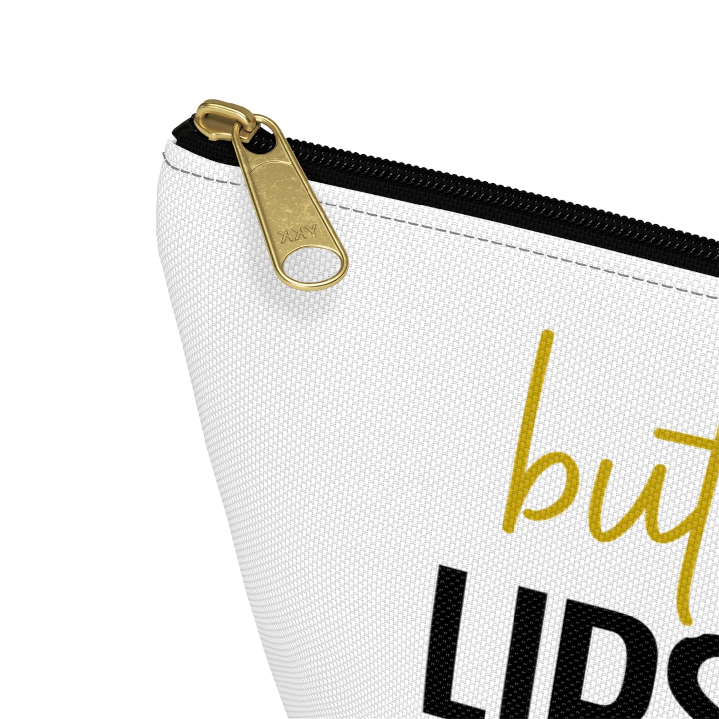 Accessory Pouch – "But First Lipstick" Yellow Makeup Bag