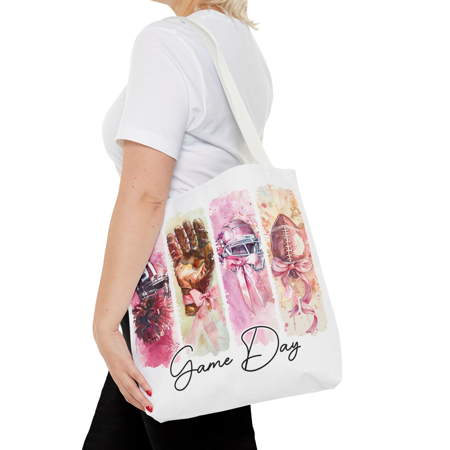 🏈 Game Day Pink Ribbon Tote Bag – Football & Pink Power 💖👜
