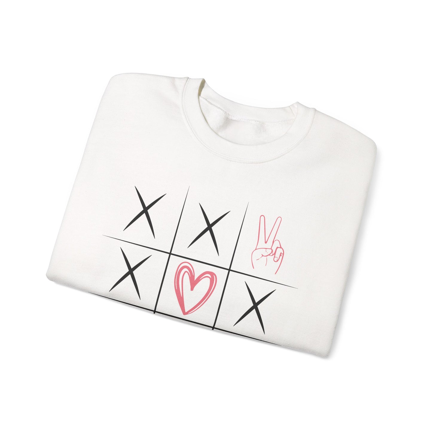 🌍🎗️ World Cancer Day Sweatshirt – Awareness Tic-Tac-Toe Heart & Ribbon