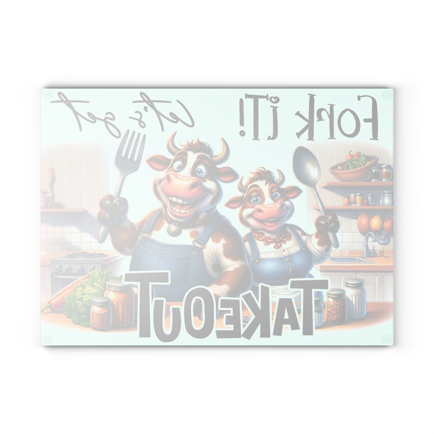 Fork It! Let’s Get Takeout Cow Cutting Board – Funny Farmhouse Kitchen Humor