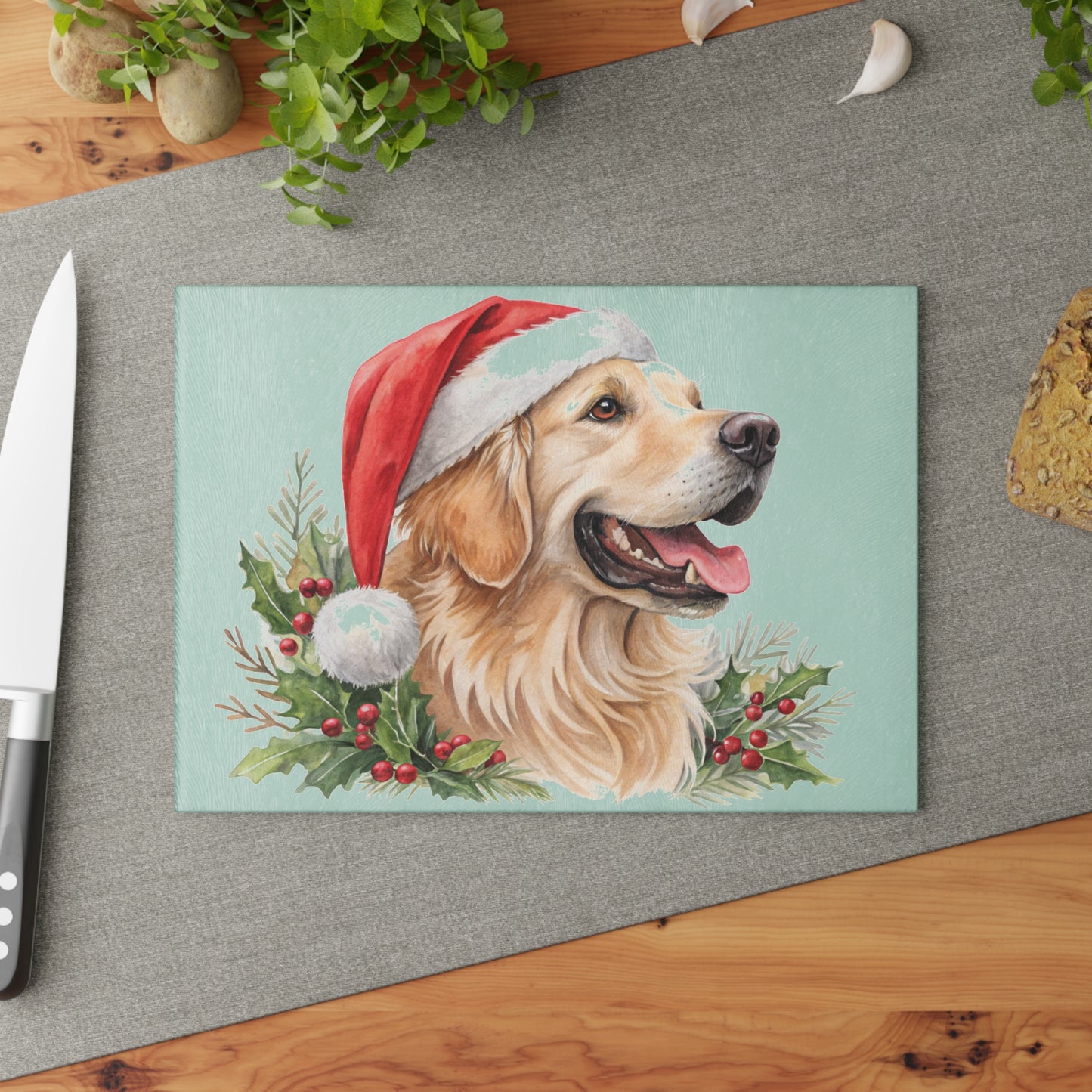 🐾🎅 Golden Retriever Christmas Cutting Board – Festive Holiday Cheer for Dog Lovers 🎄🐶