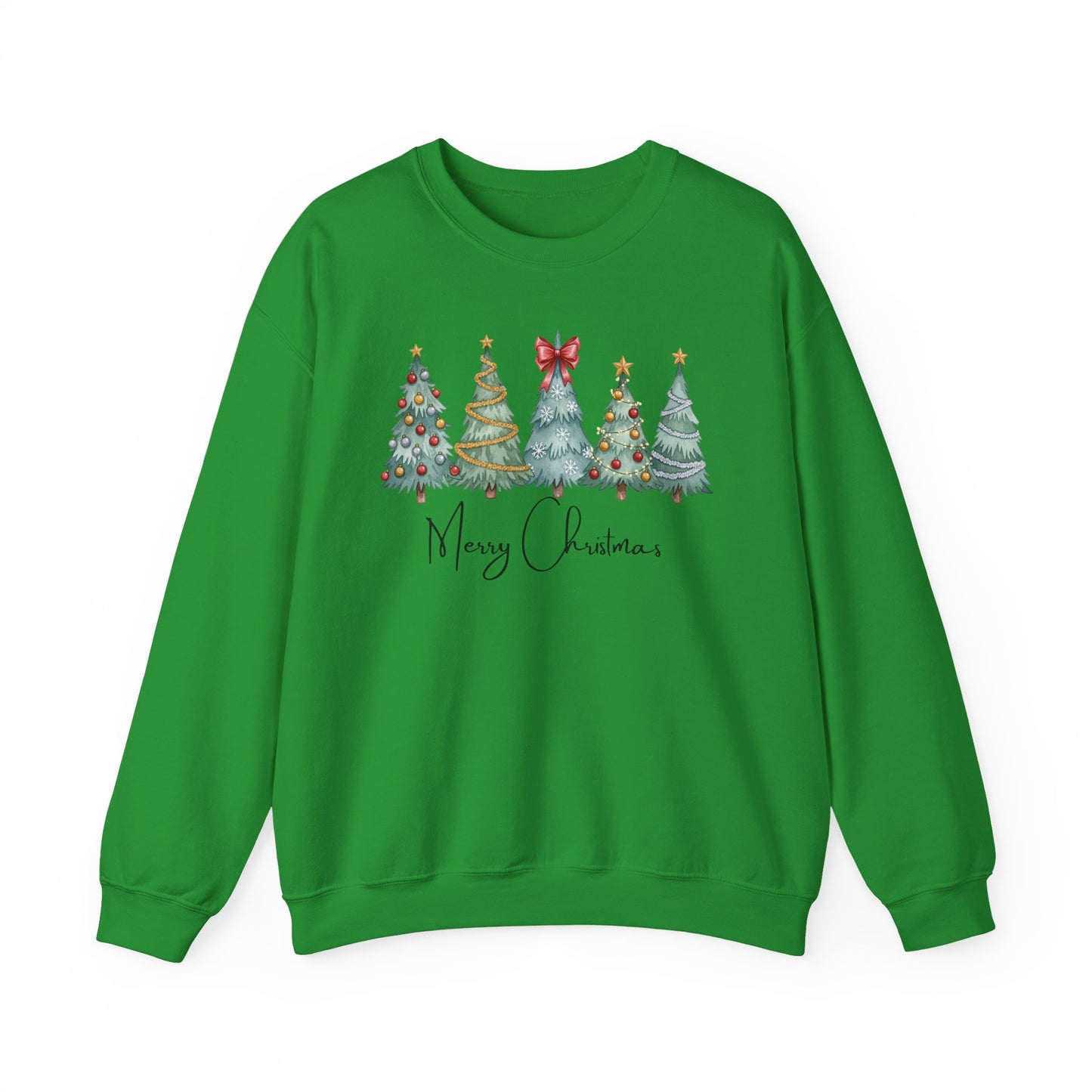 🎄✨ Merry Christmas Trees Sweatshirt – Bold Patterns & Festive Cheer
