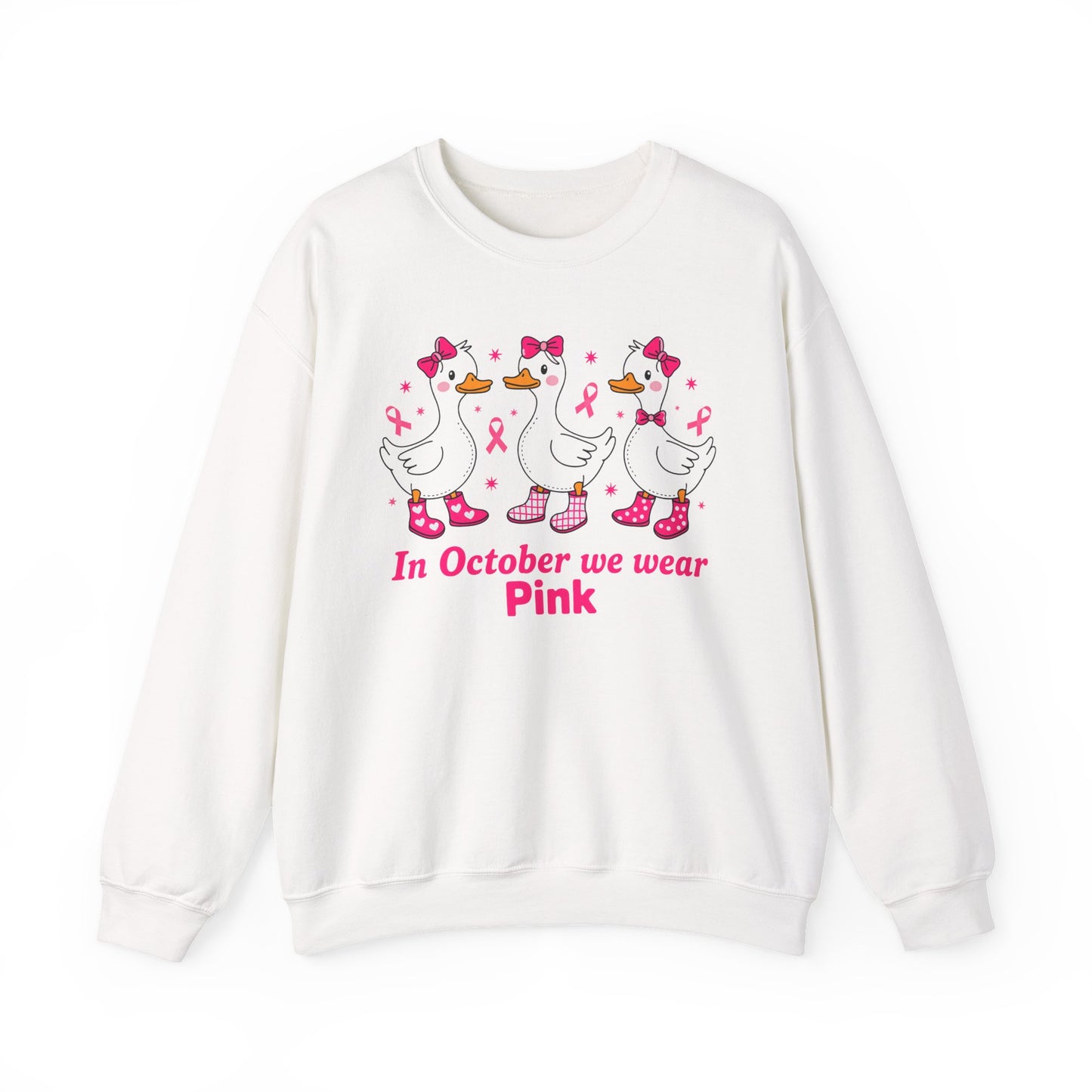 🎀🦆 In October We Wear Pink Duck Sweatshirt – Cute & Courageous Support 💗