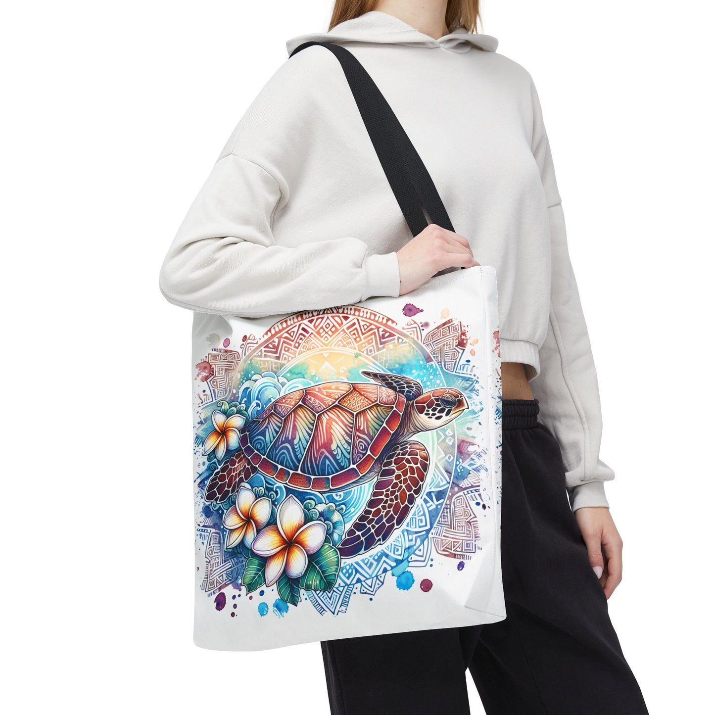 🐢 Vibrant Tribal Sea Turtle Tote Bag – Ocean Beauty Meets Island Vibes 🌊👜
