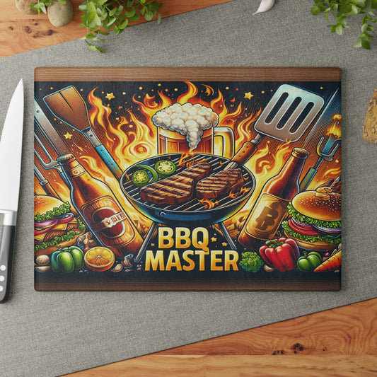 🔥🥩 BBQ Master Cutting Board – Bold Grill Lover’s Kitchen Décor with Flames & Flavor 🍔🍺