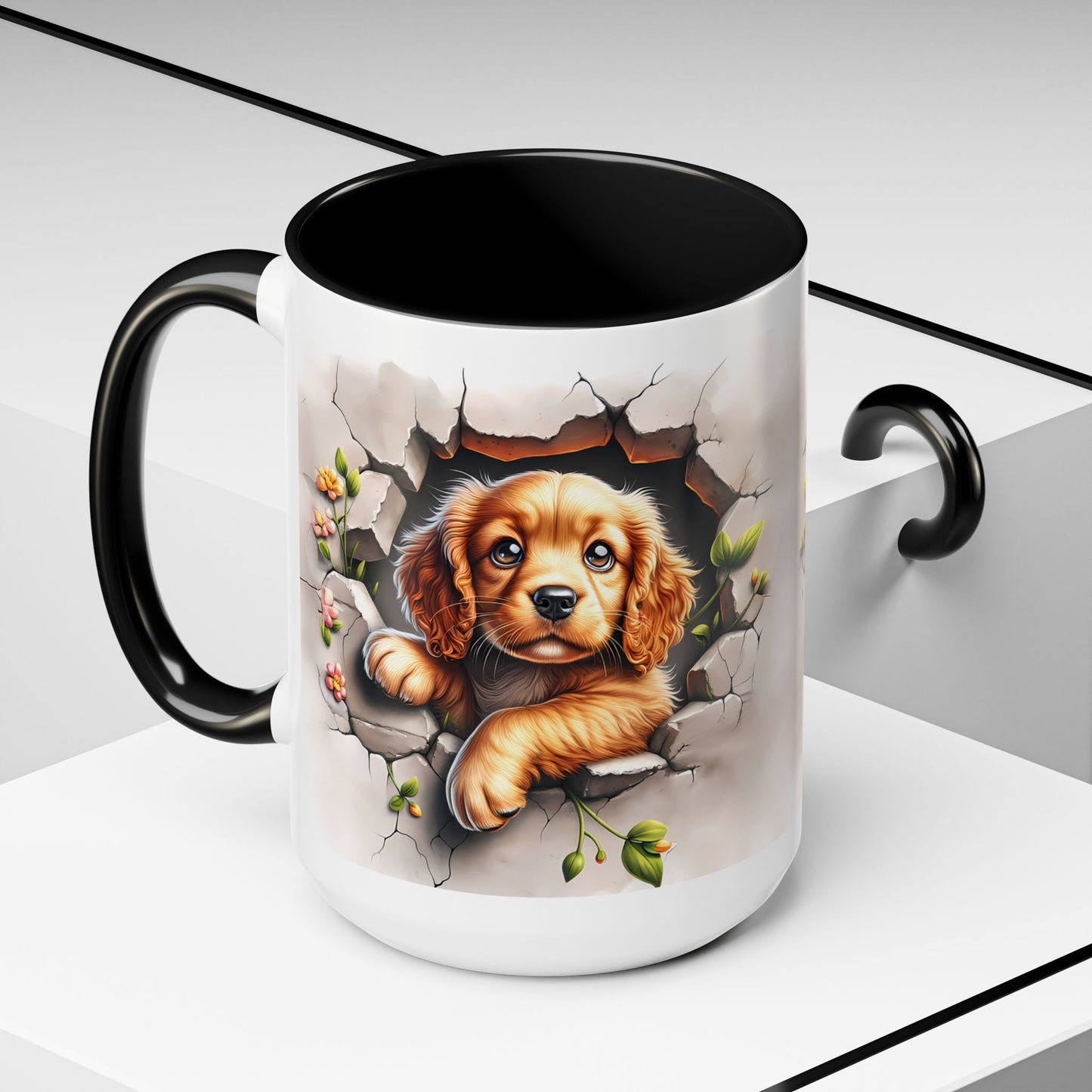 🐾 Cocker Spaniel Puppy Accent Mug – Sweet Fluffy Pup Coffee Cup ☕🤎
