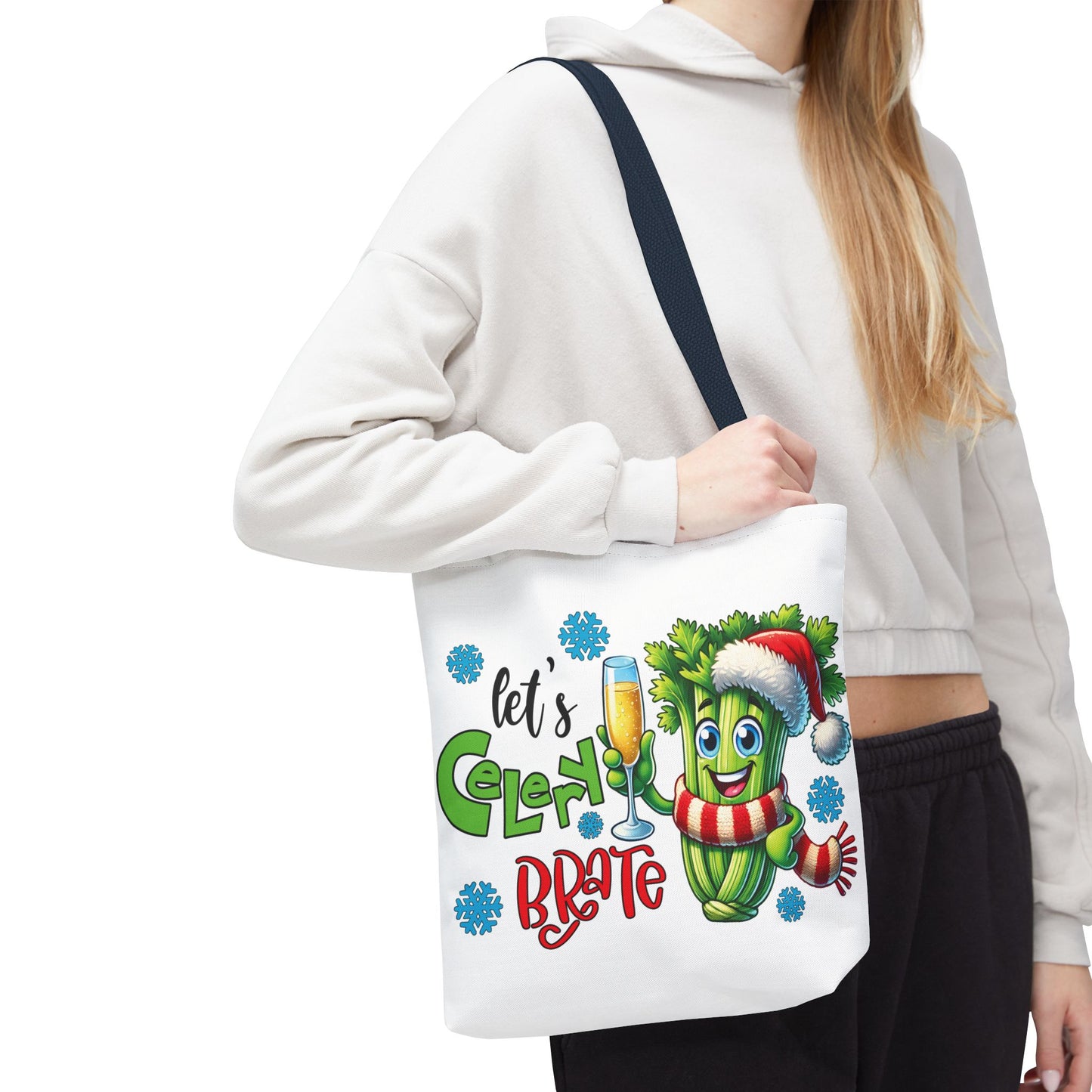 🥂 Let’s Celery-brate Christmas Tote Bag – Fun, Festive & Eco-Friendly 🎄
