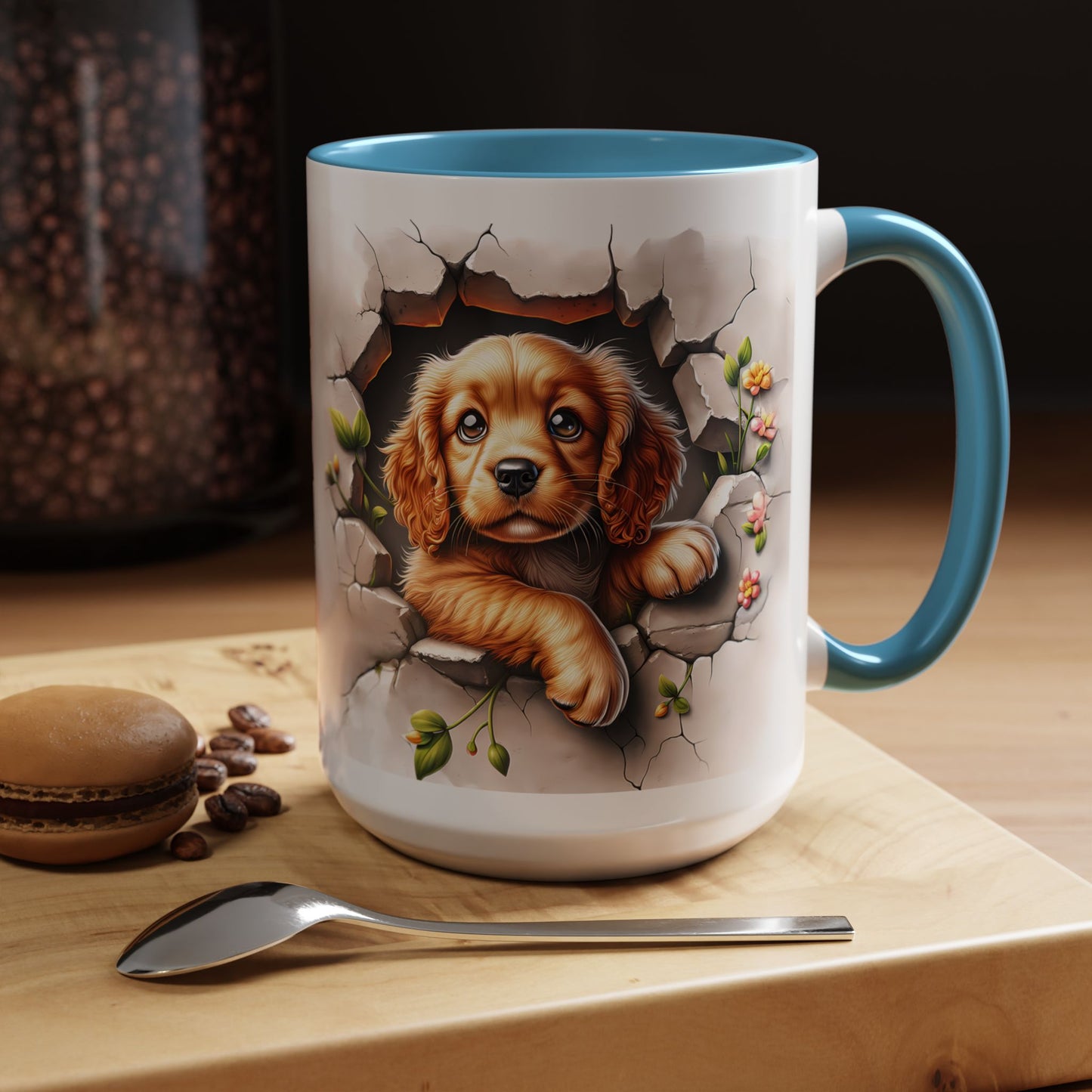 🐾 Cocker Spaniel Puppy Accent Mug – Sweet Fluffy Pup Coffee Cup ☕🤎