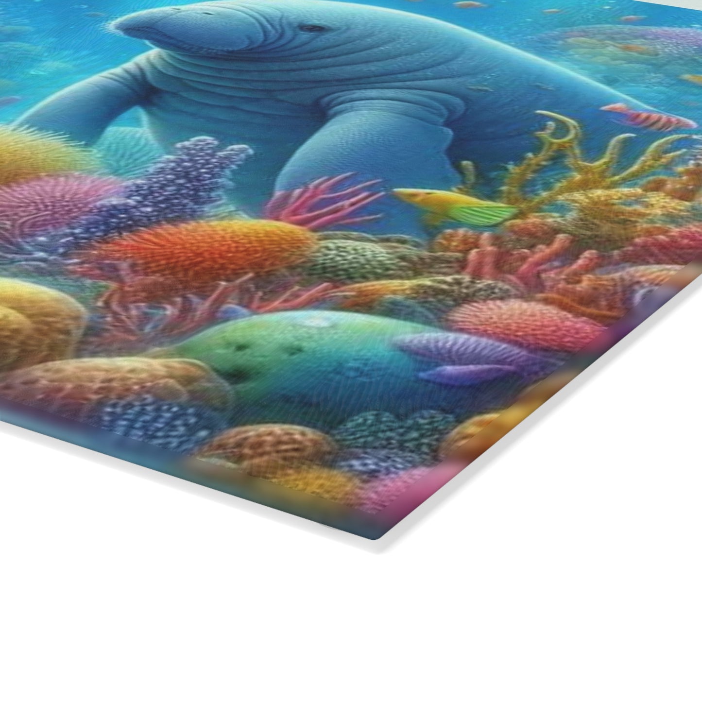 Manatee Cutting Board Textured Glass Florida Spring Kitchen Decor Coastal Home Gift Beach Housewarming Manatee Lover Sea Life Art Nautical