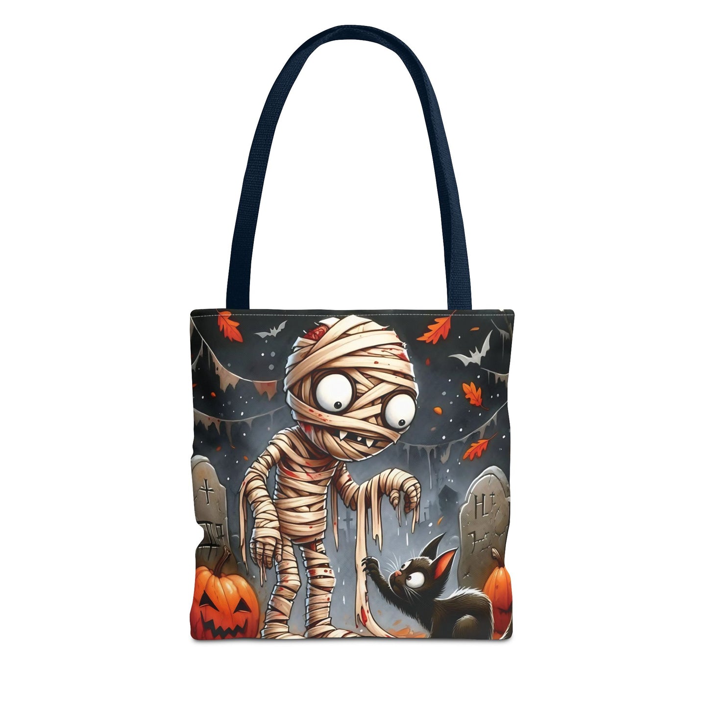 🎃 Mummy & Black Cat Halloween Tote Bag – Spooky Cute & Perfect for Trick-or-Treating 🖤🛍️
