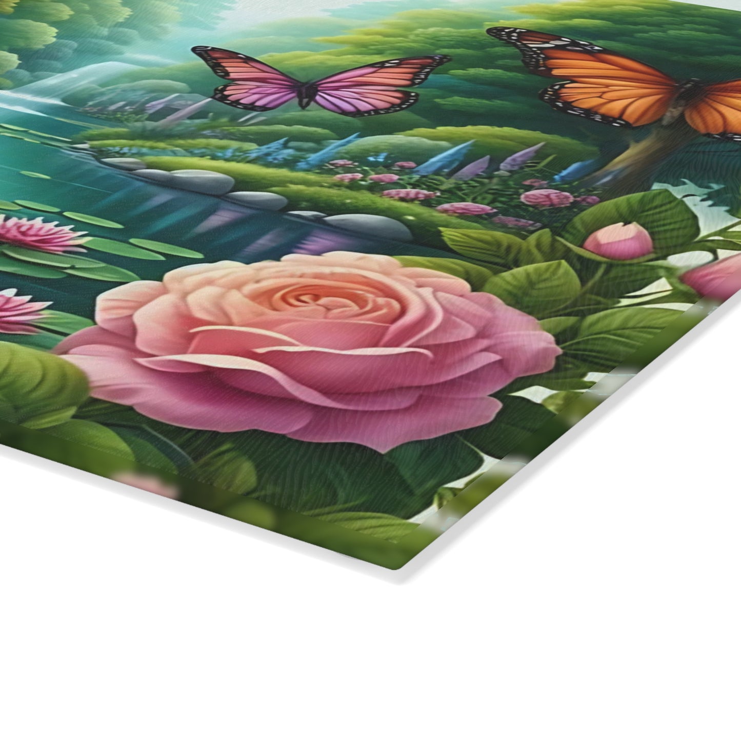 Peacock decor, butterfly decor, cutting board, kitchen decor, kitchen art, serving board, peacock gift, butterfly gift, floral cutting board