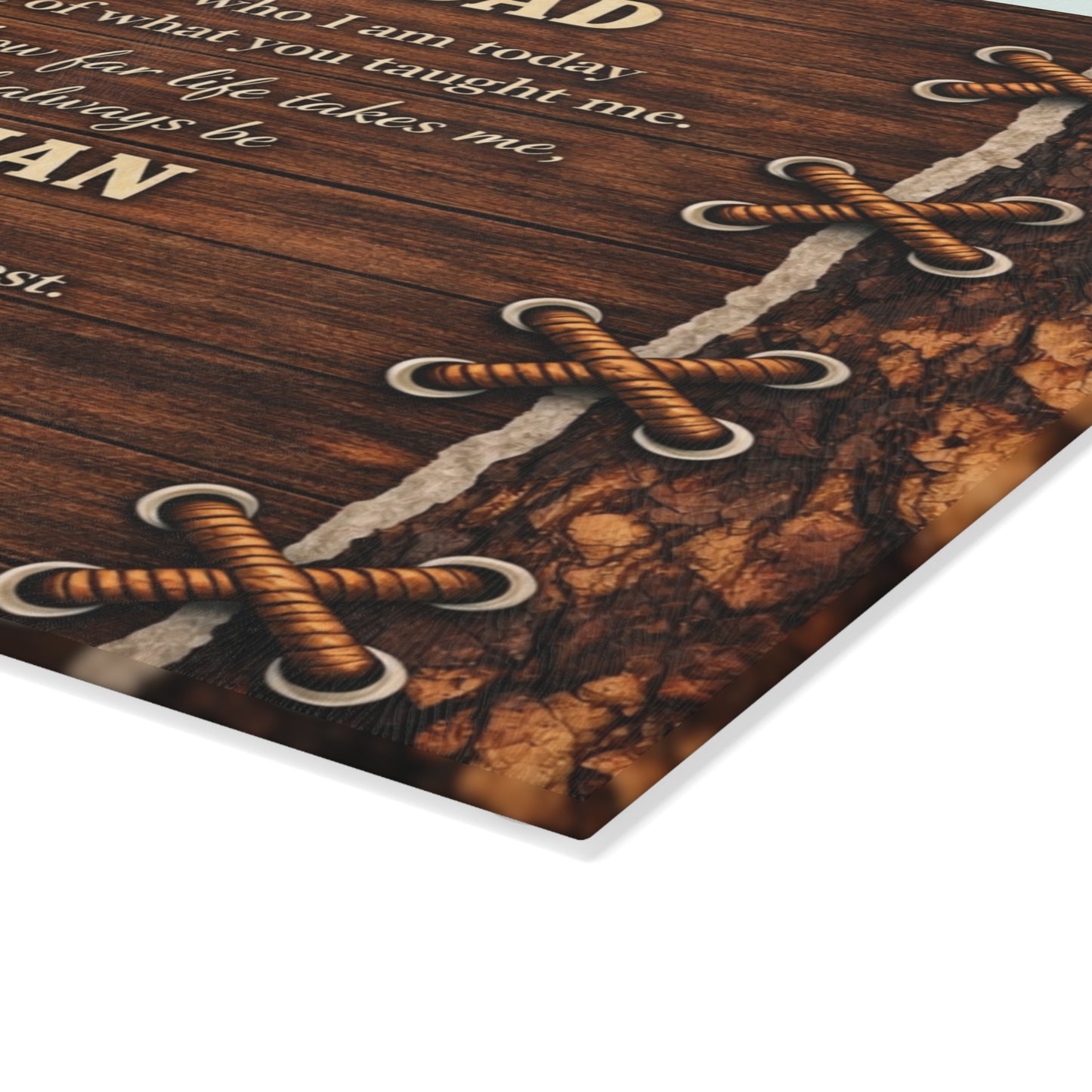 To My Dad Tribute Glass Cutting Board – Rustic Father Appreciation Kitchen Art
