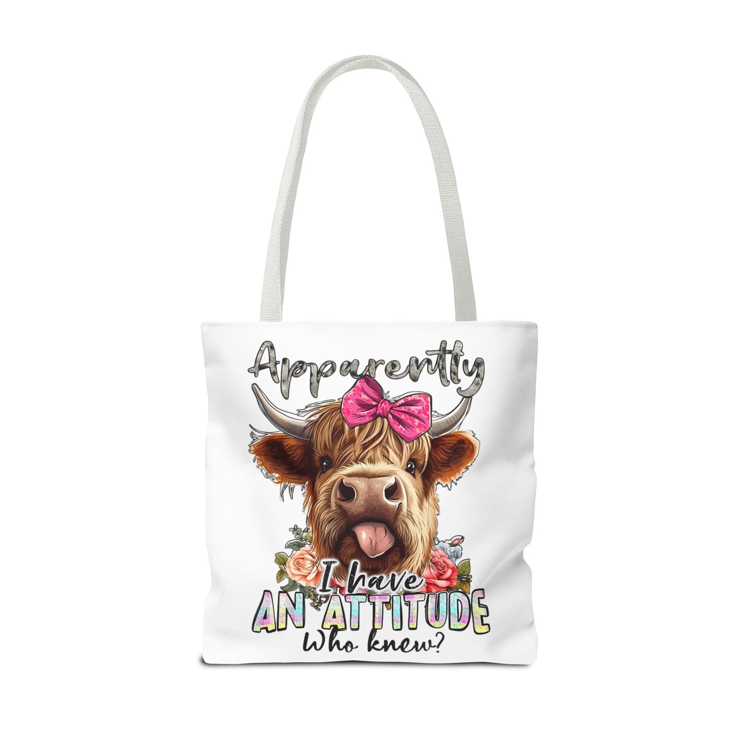🐄 Al parecer, tengo actitud: bolso tote Sassy Cow con lazo rosa 🌸