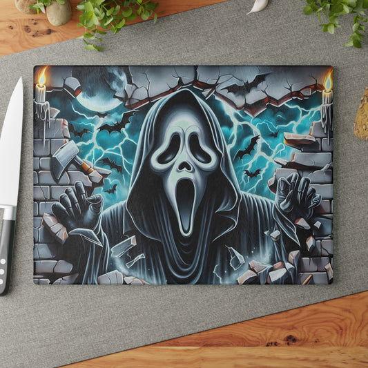 👻 Screaming Phantom Wall Break Cutting Board – Haunted Glow & Midnight Mayhem Kitchen Decor ⚡🦇