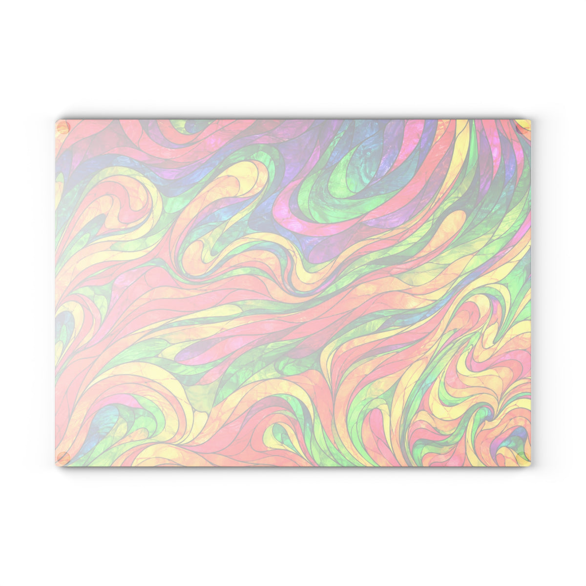 Colorful Psychedelic Swirl Glass Cutting Board – Bright Rainbow Abstract Kitchen Decor