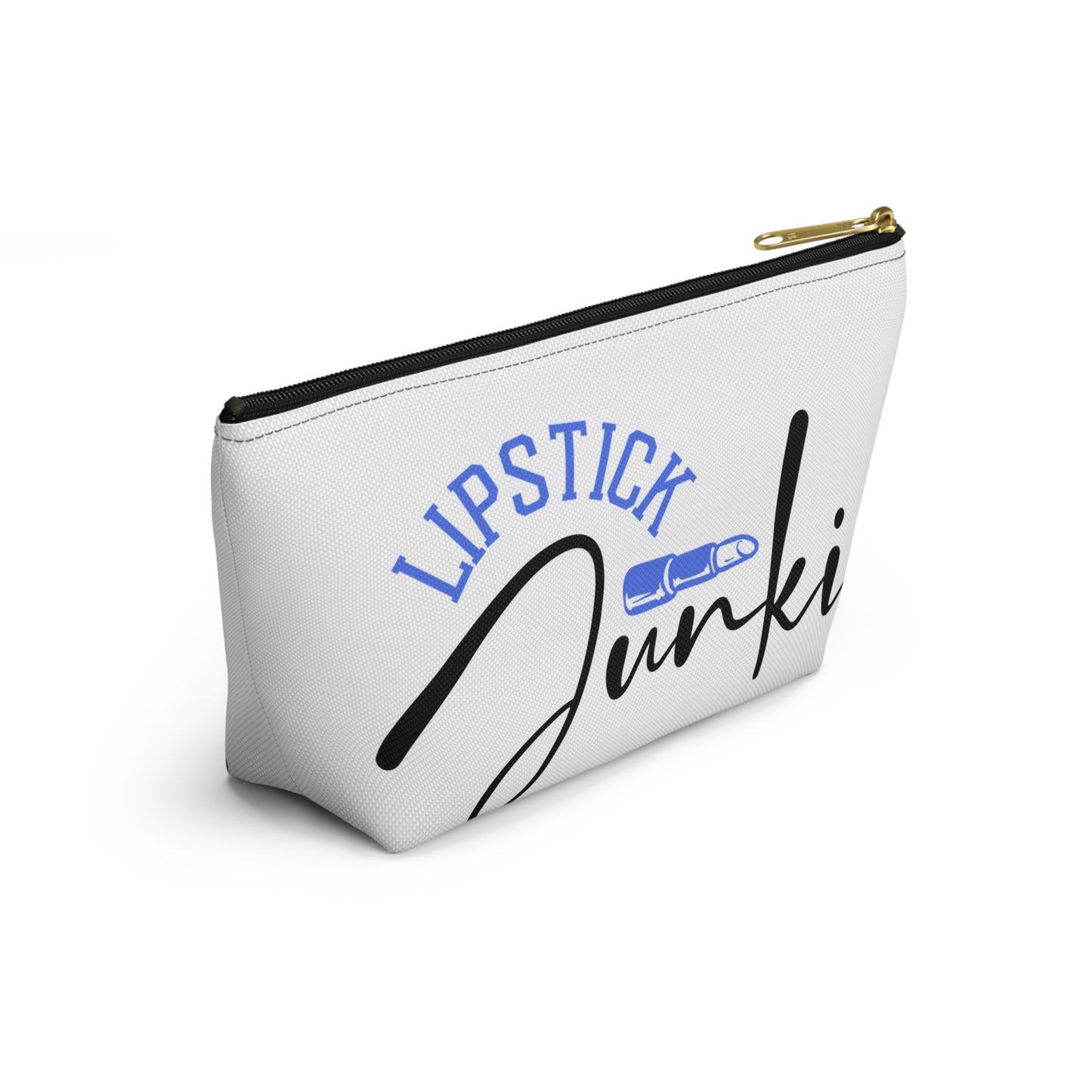 Accessory Pouch – "Lipstick Junkie" Blue Makeup Bag