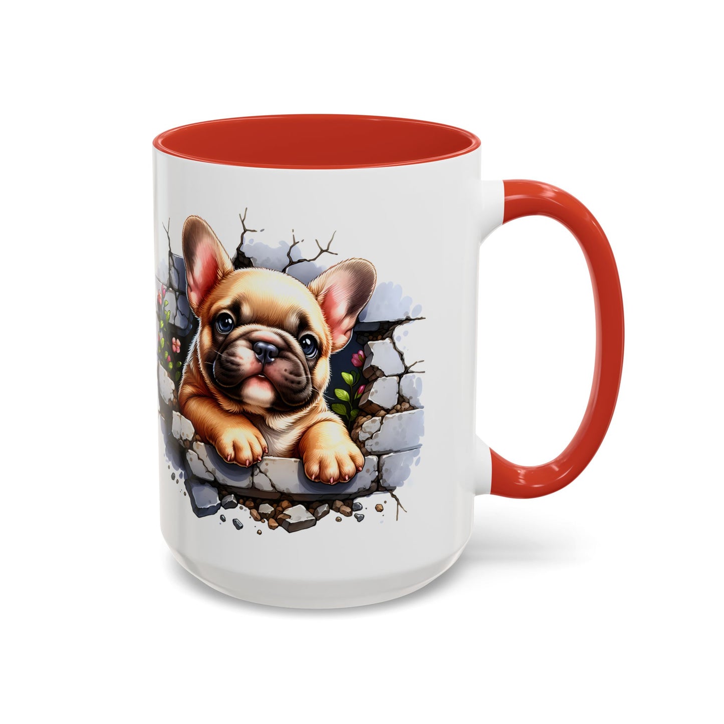 🐾☕ Tan French Bulldog Puppy Accent Mug – Sweet Peek-Through Pup Design ✨