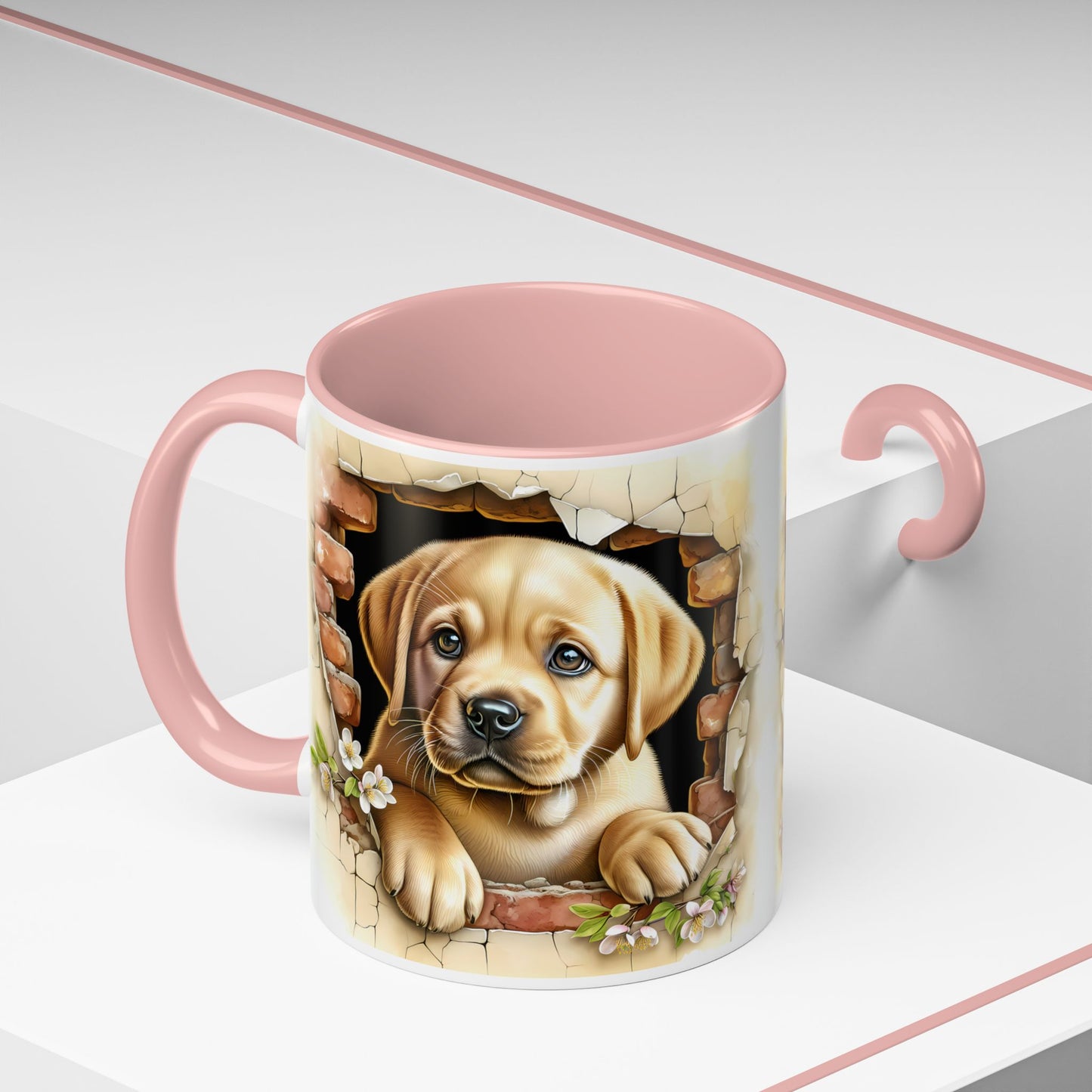 🐶☕ Labrador Puppy Peek Accent Mug – Sweet Yellow Lab Lover Gift ✨💛