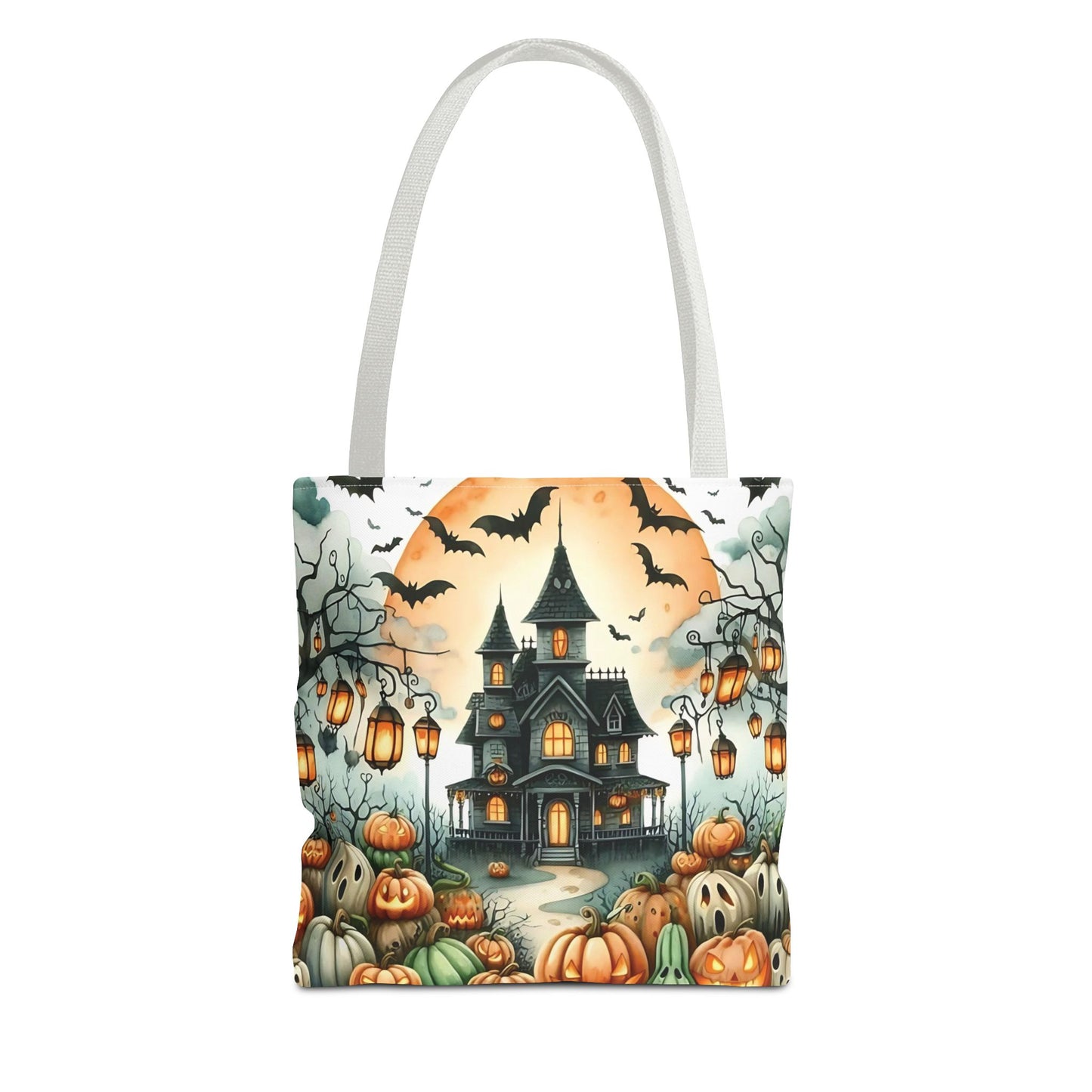 🏚️ Haunted House Halloween Tote Bag – Spooky Nights & Pumpkin Delights 🎃🖤
