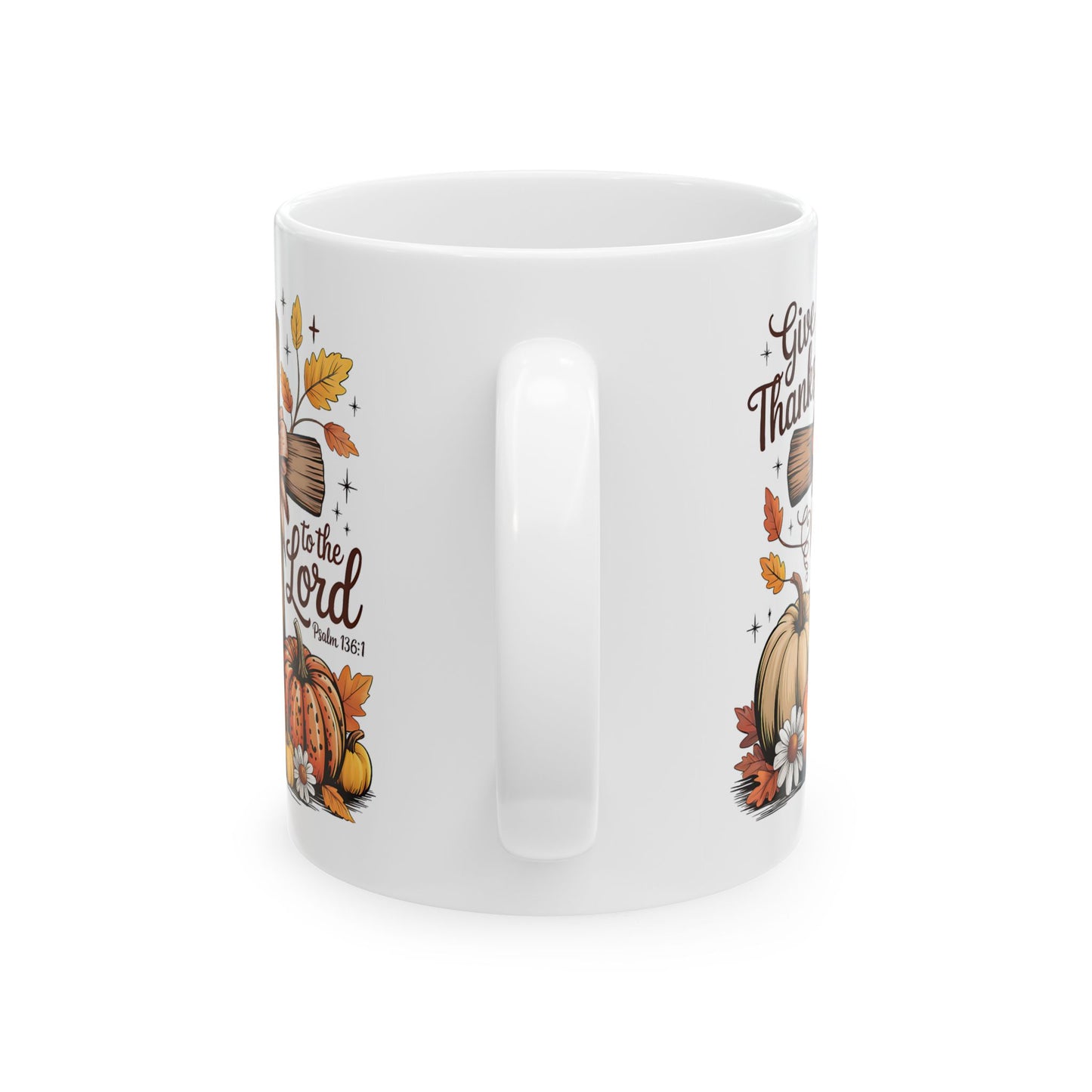 ✝️🍂 Give Thanks to the Lord Mug – Christian Fall Coffee Cup with Pumpkins & Scripture 🌻☕