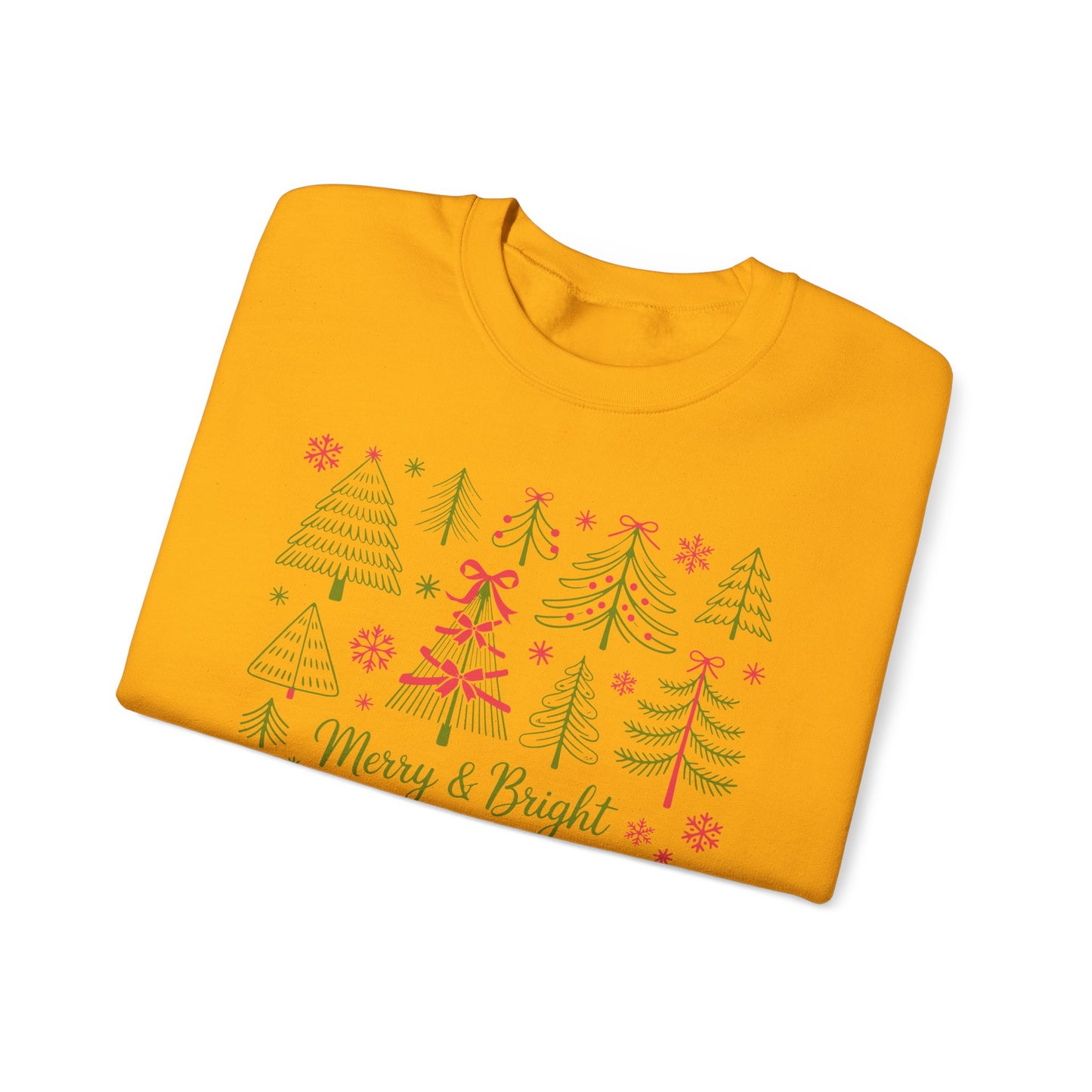 🎄✨ Merry & Bright Sweatshirt – Whimsical Holiday Forest Vibes